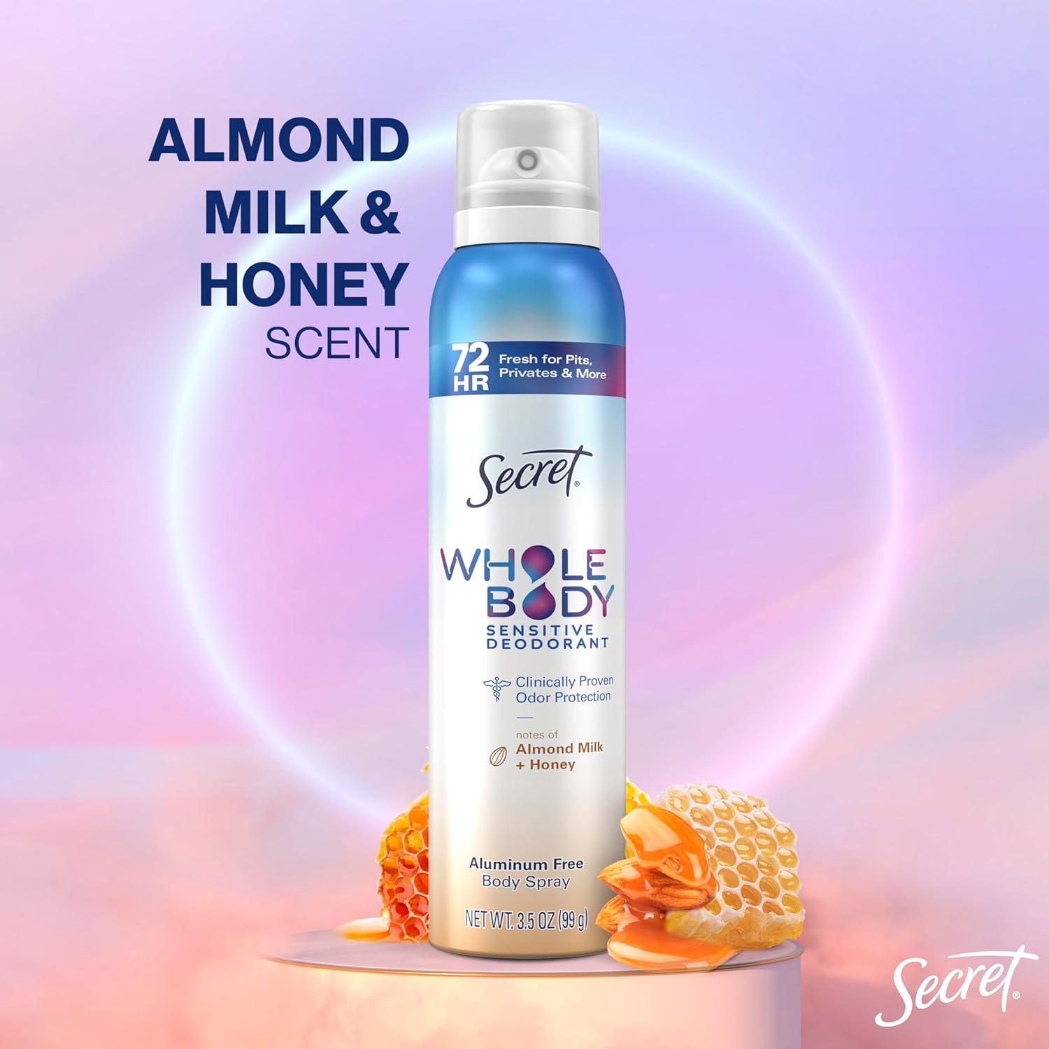 Desodorante en Spray Secret para Todo el Cuerpo 99g - Leche de Almendra y Miel