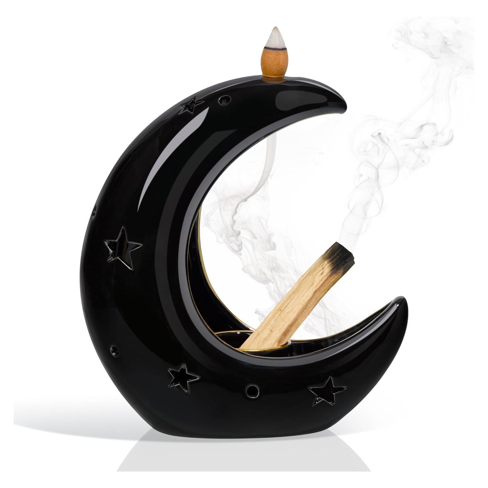 Soporte de Incienso Cerámica ZenBless Luna Negra 4 en 1