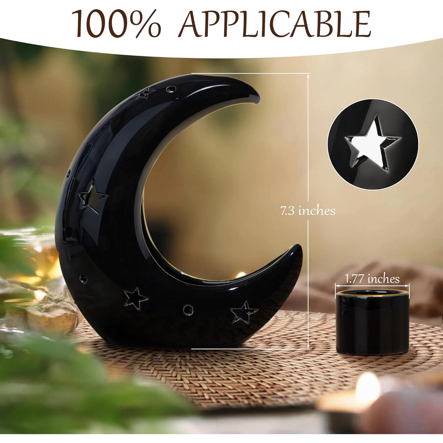 Soporte de Incienso Cerámica ZenBless Luna Negra 4 en 1