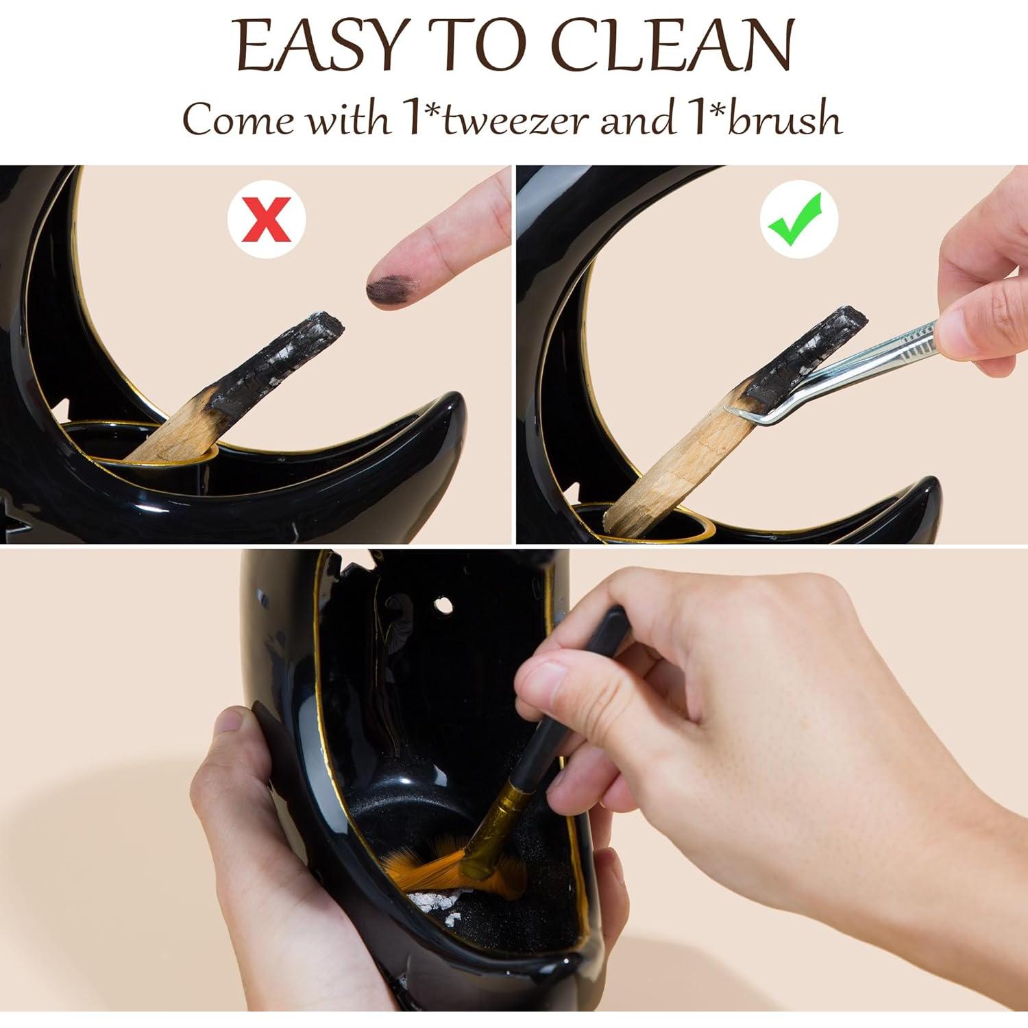 Soporte de Incienso Cerámica ZenBless Luna Negra 4 en 1