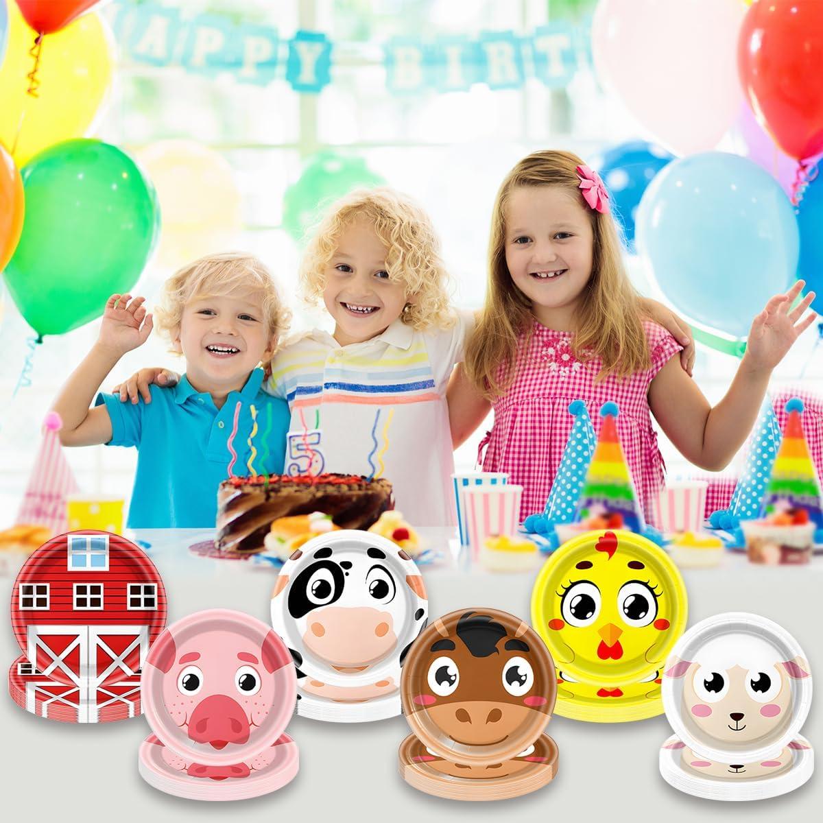 60 Platos Desechables OUSHISS Animales de Granja 17.8 cm
