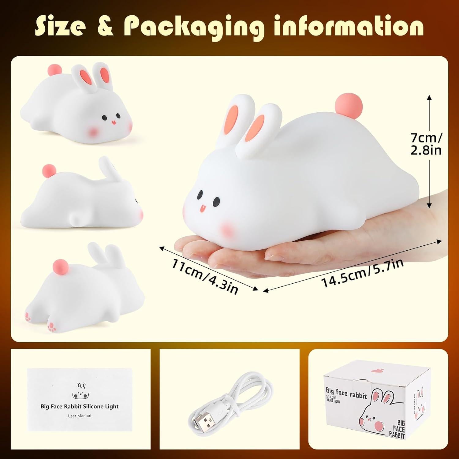 Luz Nocturna Conejo YISUN LED Recargable 3 Niveles Brillo