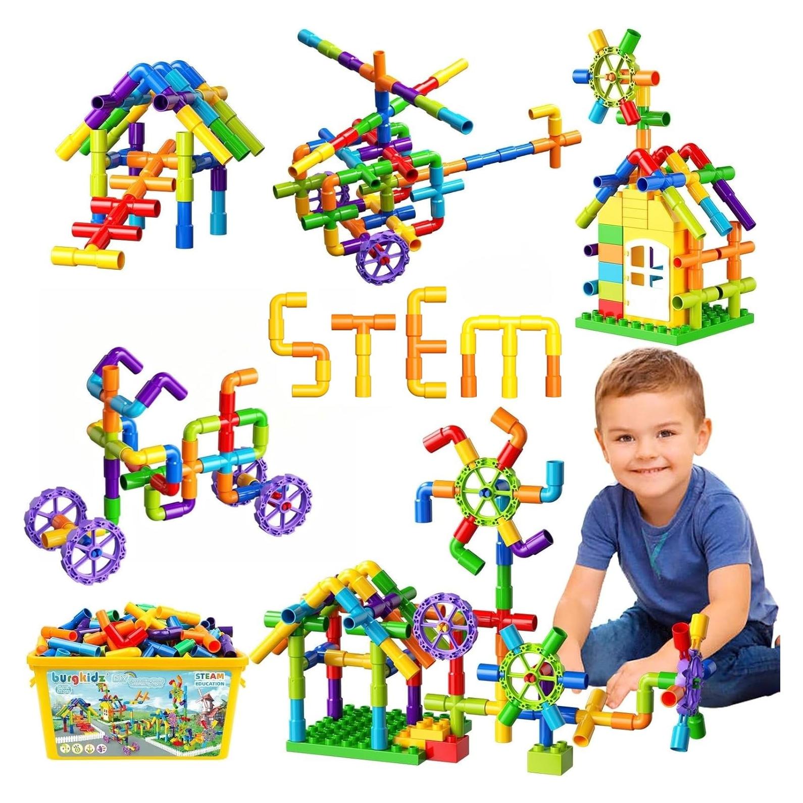 Bloques de Construcción Burgkidz 136 Piezas Juguete STEM 3+