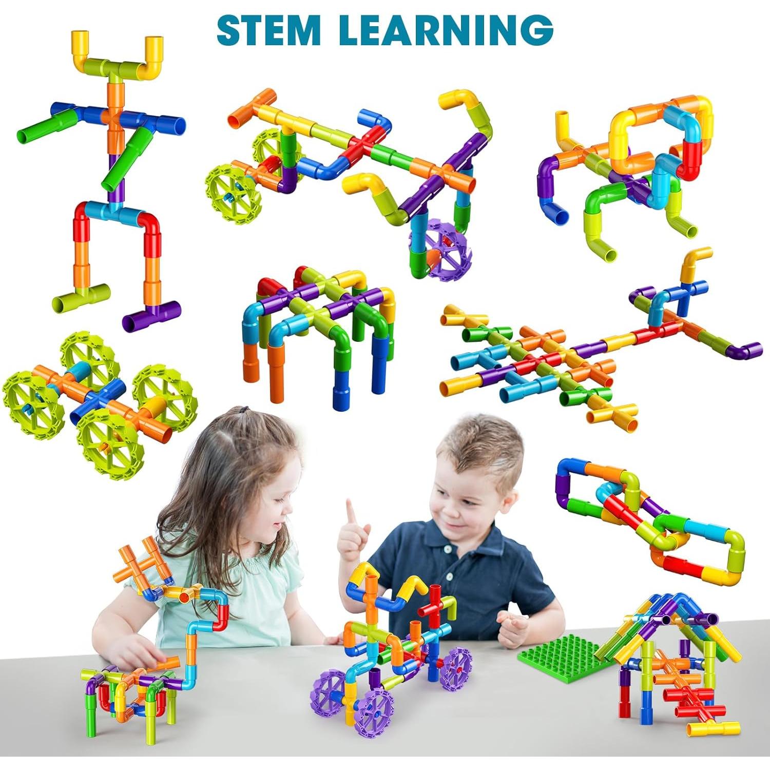 Bloques de Construcción Burgkidz 136 Piezas Juguete STEM 3+