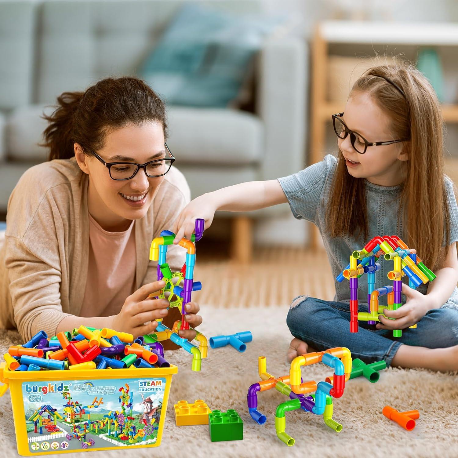 Bloques de Construcción Burgkidz 136 Piezas Juguete STEM 3+