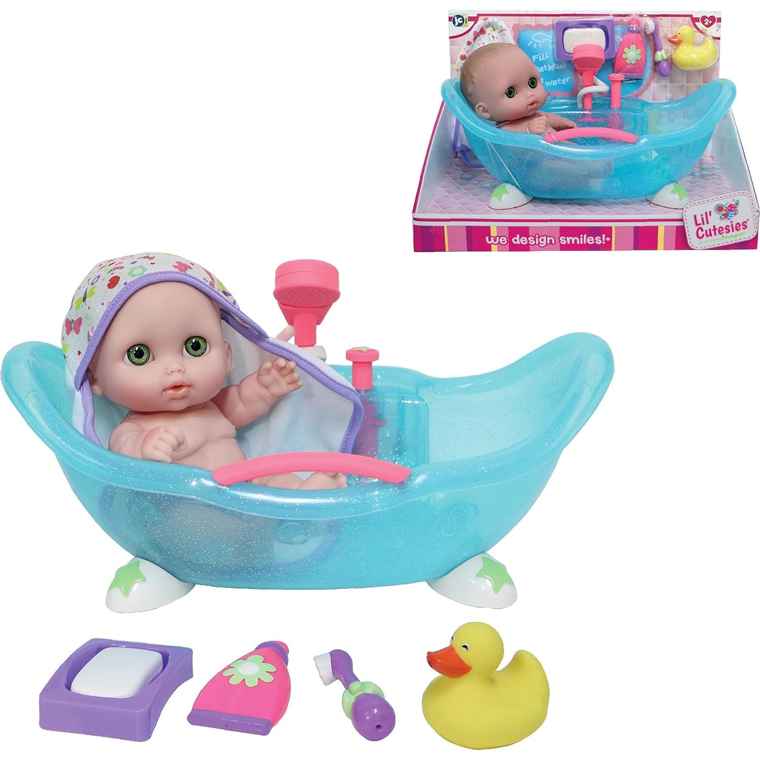 Muñeca de Vinilo Lil Cutesies 21.6 cm con Set de Baño Azul