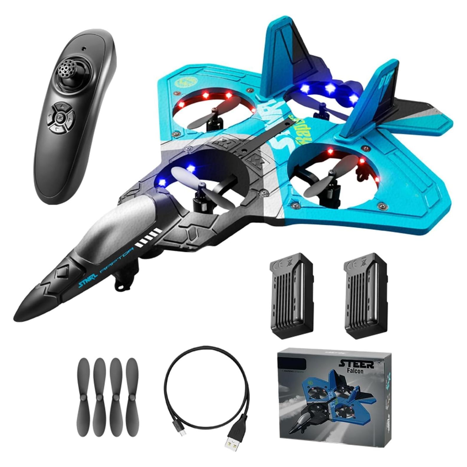 Avión RC Jet de Combate V17 Azul con 2 Baterías