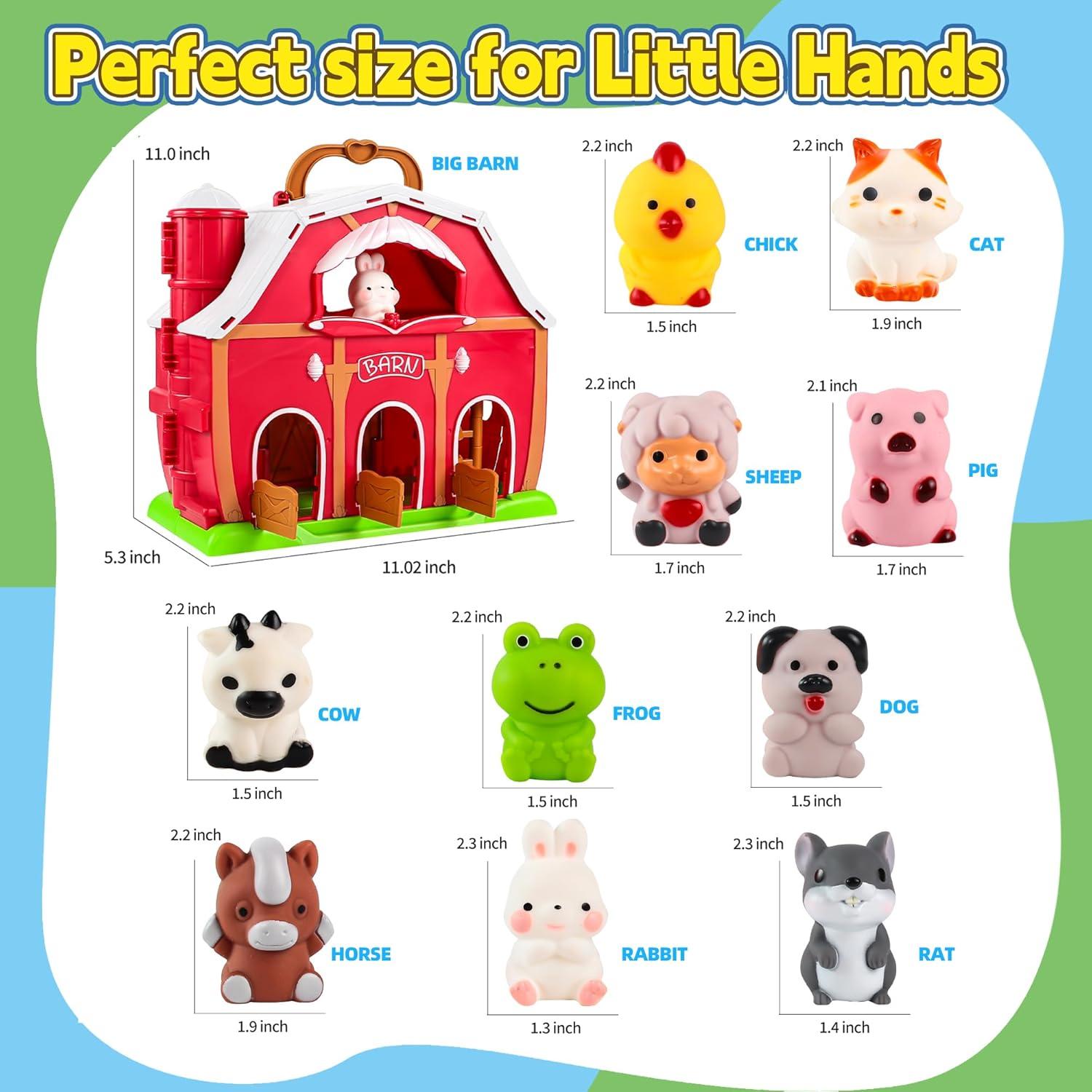 Juguete de Granero Rojo EnAuRoL con 10 Títeres de Animales