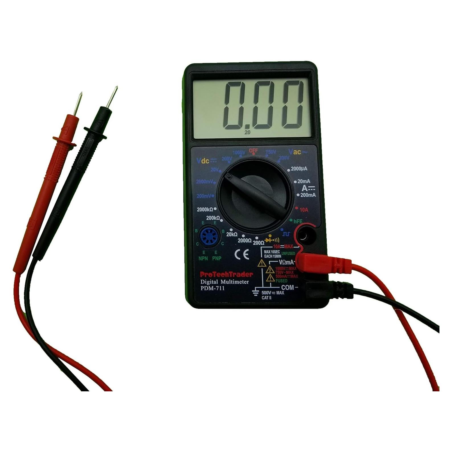 Multímetro Digital ProTechTrader PDM711 Pantalla Grande 10A