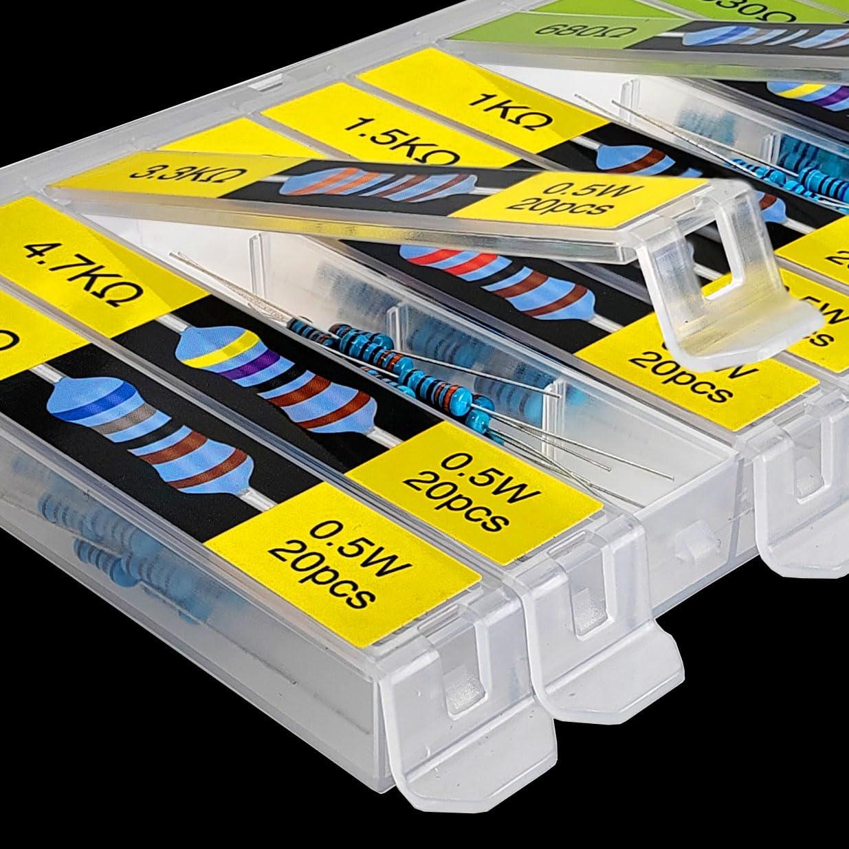 Kit de Resistores de Película Metálica 1/2W 600pcs 30 Valores
