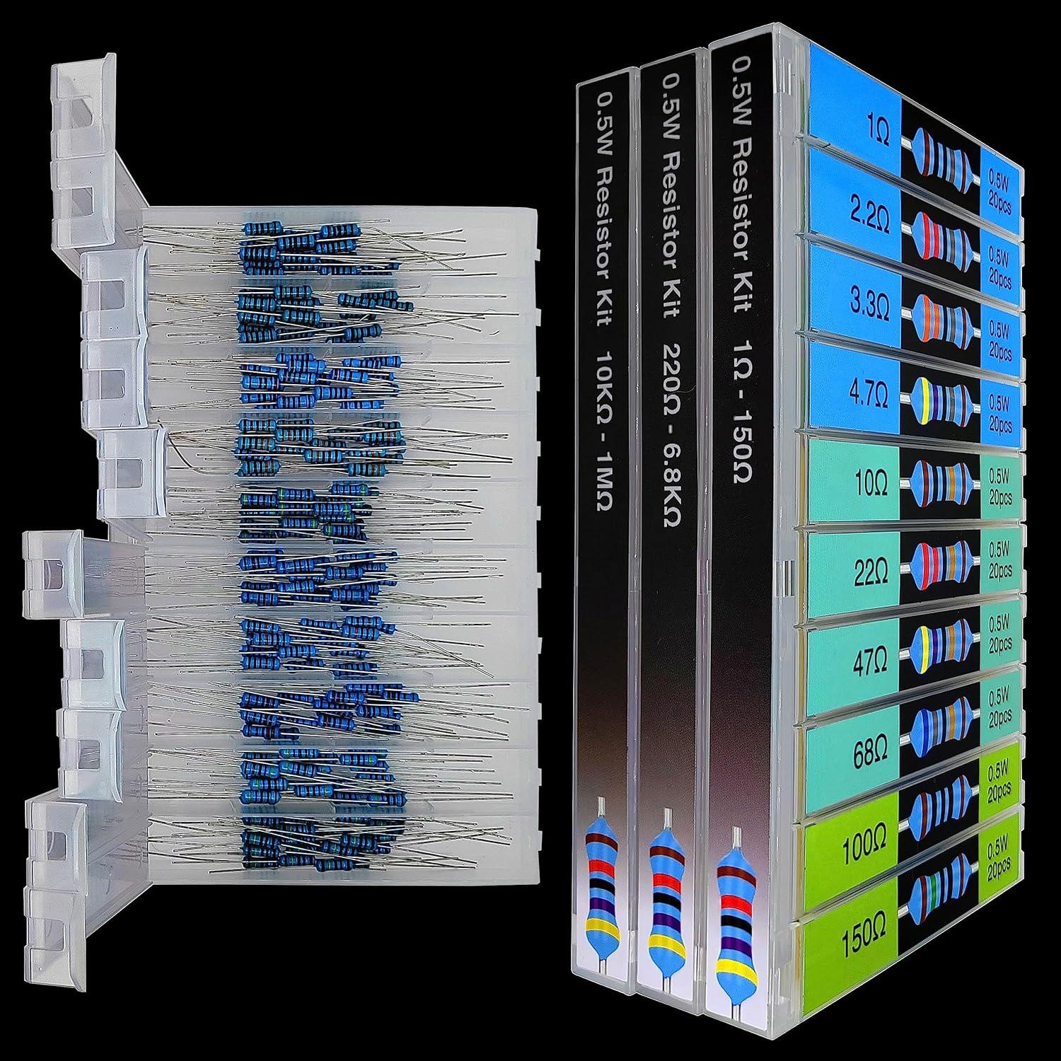 Kit de Resistores de Película Metálica 1/2W 600pcs 30 Valores