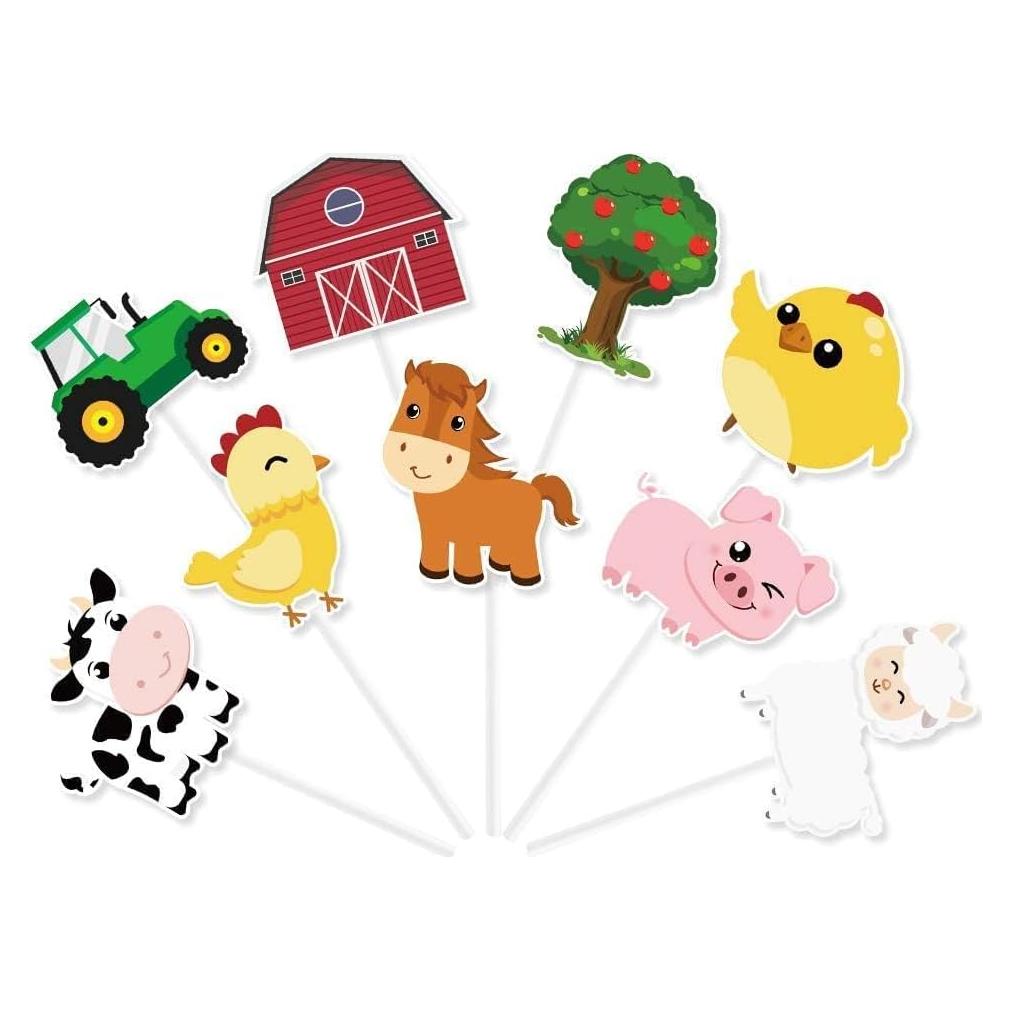 Adornos para Cupcakes WERNNSAI 36 Pcs Granja Fiesta Niños