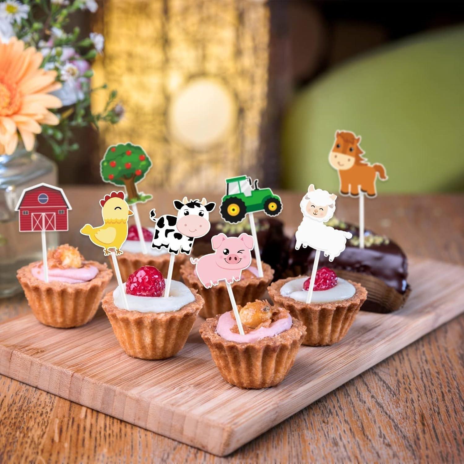 Adornos para Cupcakes WERNNSAI 36 Pcs Granja Fiesta Niños