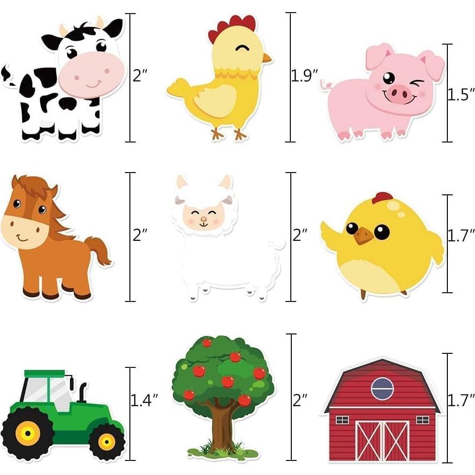 Adornos para Cupcakes WERNNSAI 36 Pcs Granja Fiesta Niños