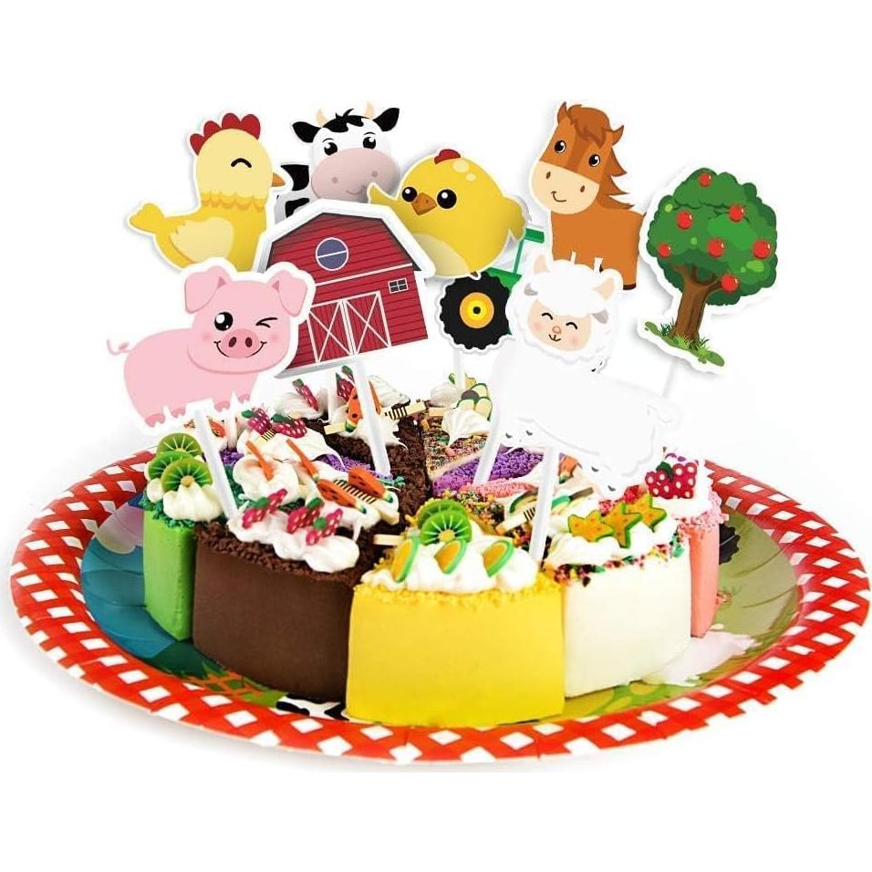 Adornos para Cupcakes WERNNSAI 36 Pcs Granja Fiesta Niños