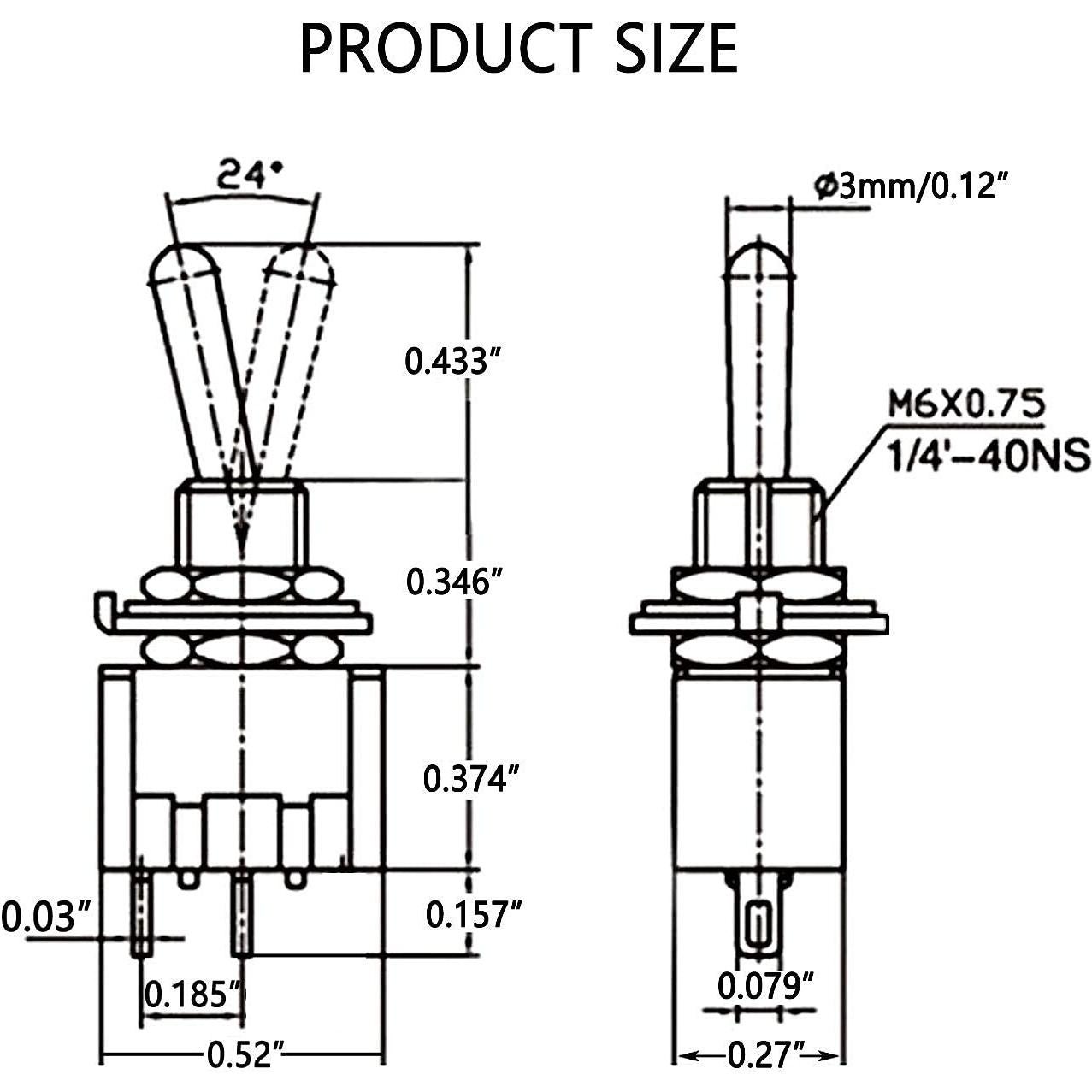 Interruptores Mini Toggle SPST mxuteuk 8Pcs 6A 125V 2Pines