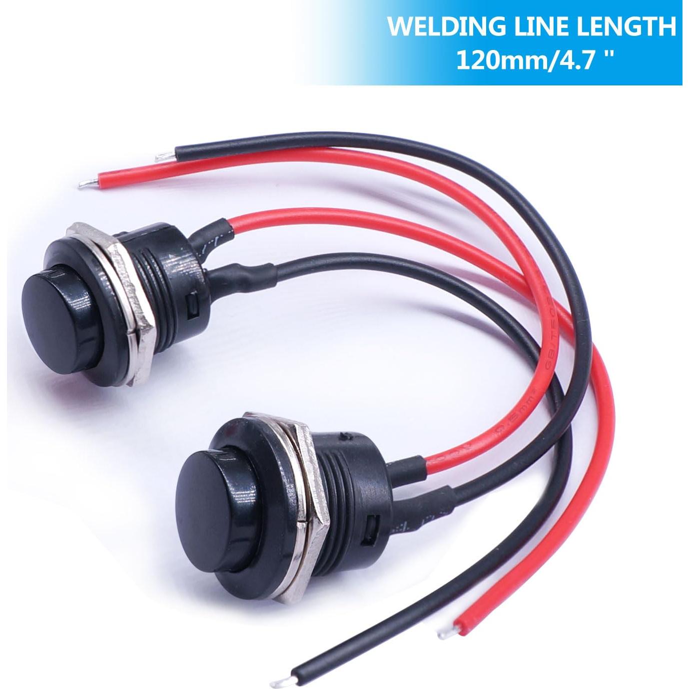 Interruptor de Botón Momentáneo Twidec 6 Pcs Negro Pre-cableado