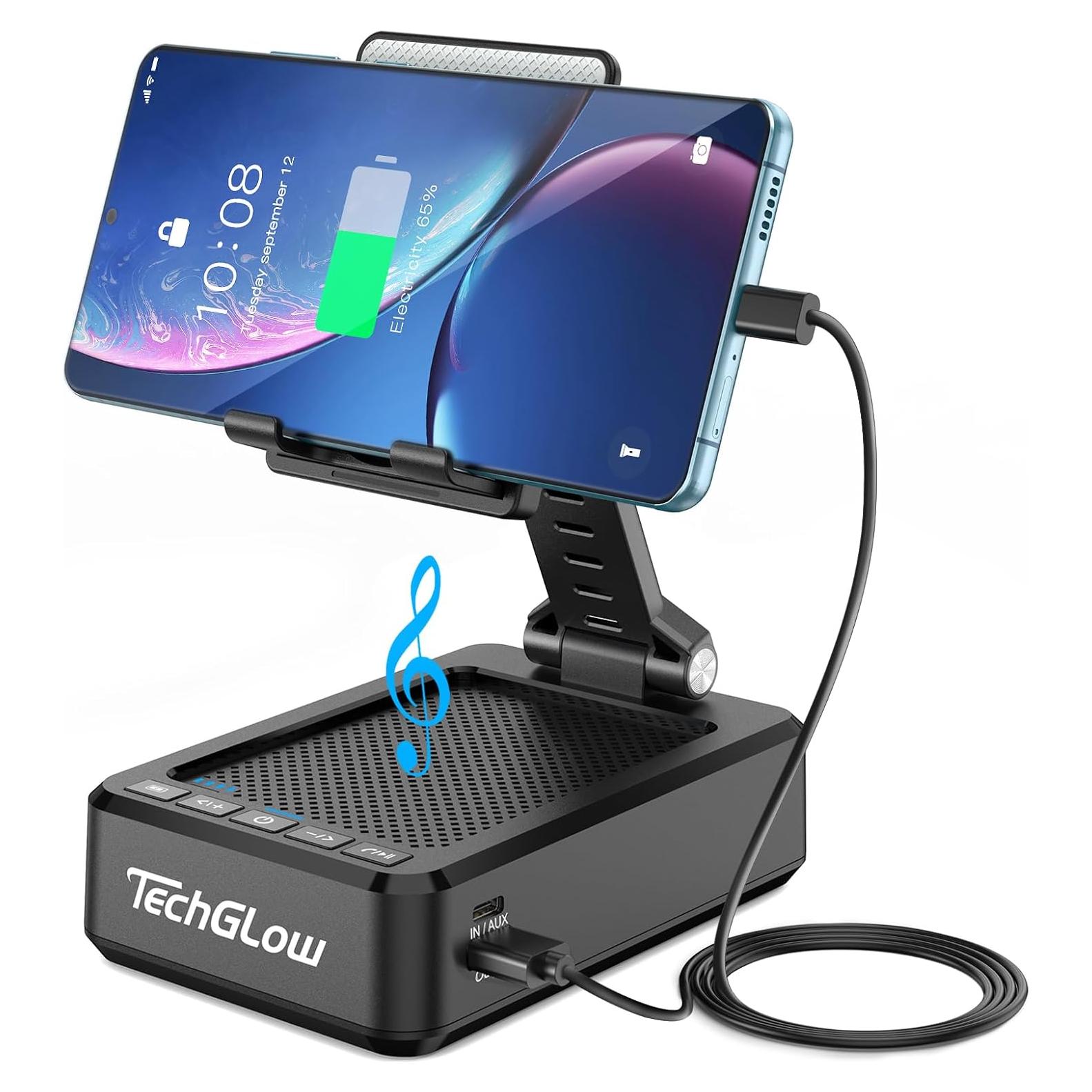Soporte Plegable TechGlow con Altavoz Bluetooth y Banco de Energía