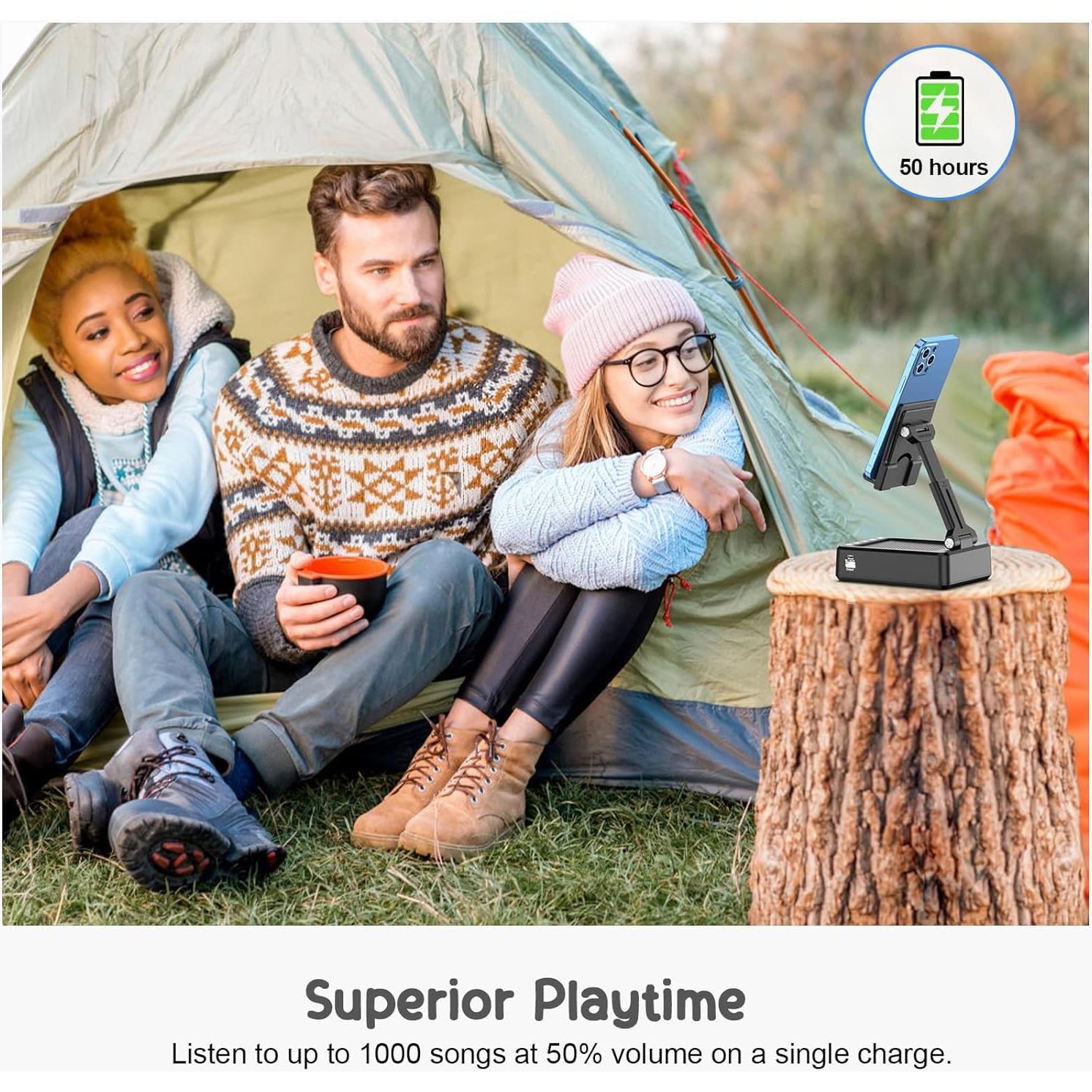 Soporte Plegable TechGlow con Altavoz Bluetooth y Banco de Energía