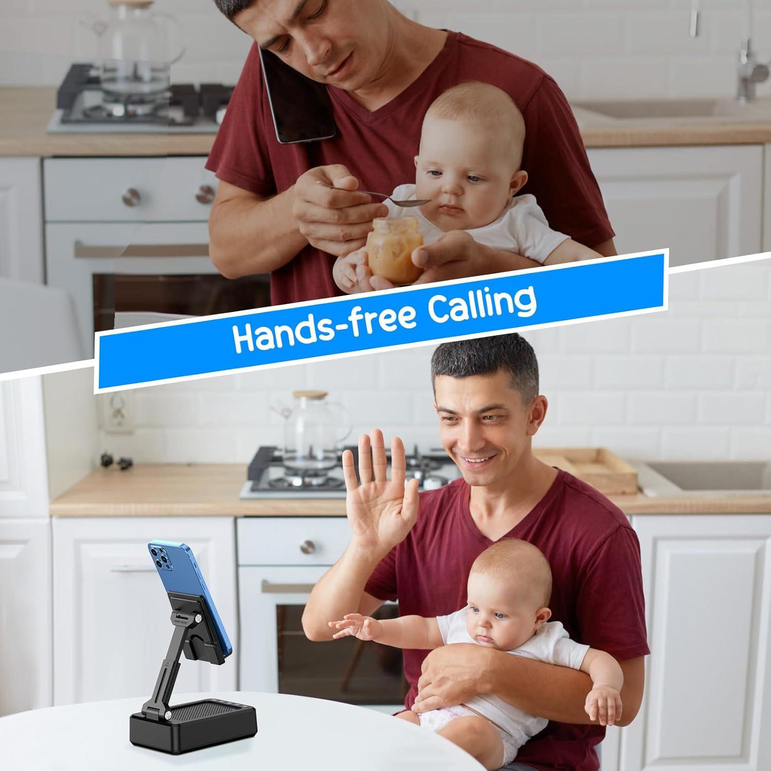 Soporte Plegable TechGlow con Altavoz Bluetooth y Banco de Energía