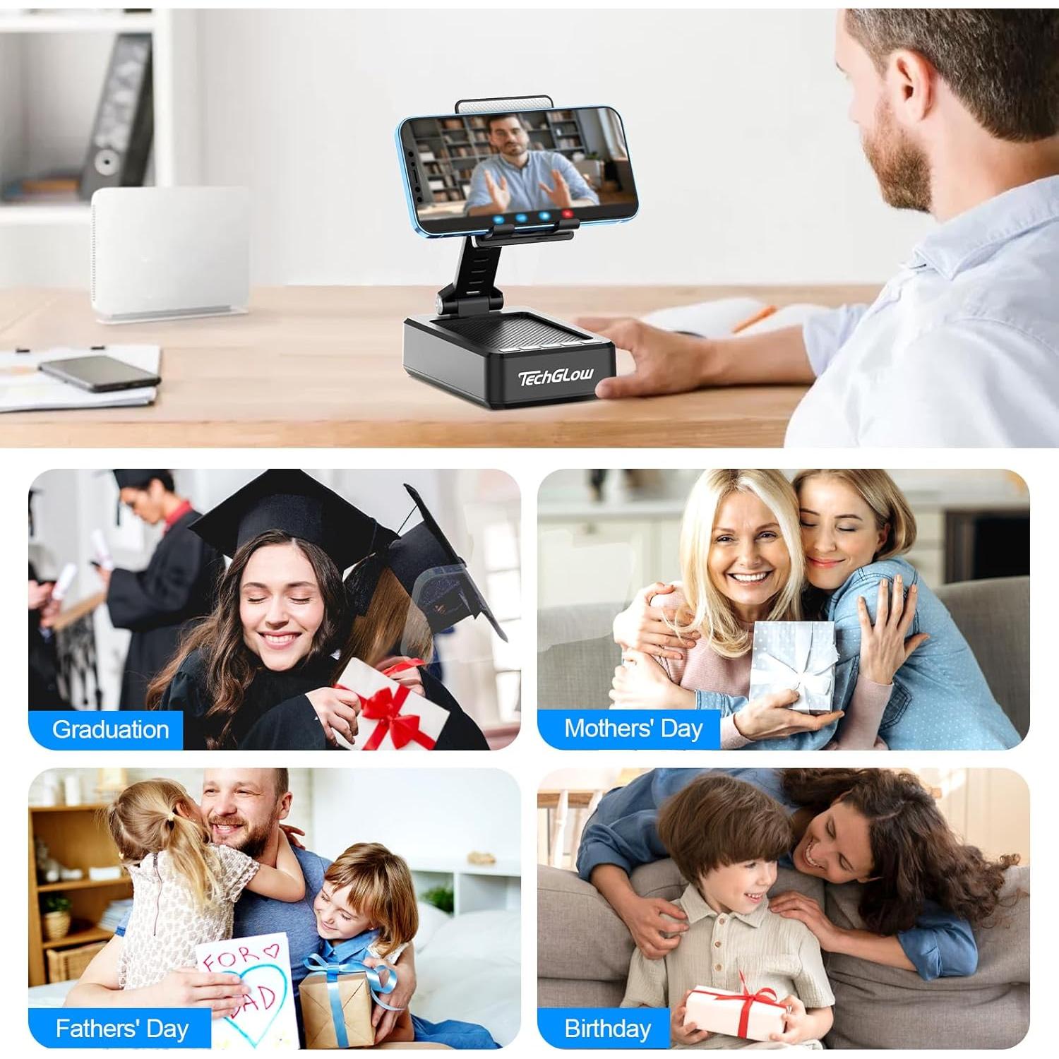 Soporte Plegable TechGlow con Altavoz Bluetooth y Banco de Energía