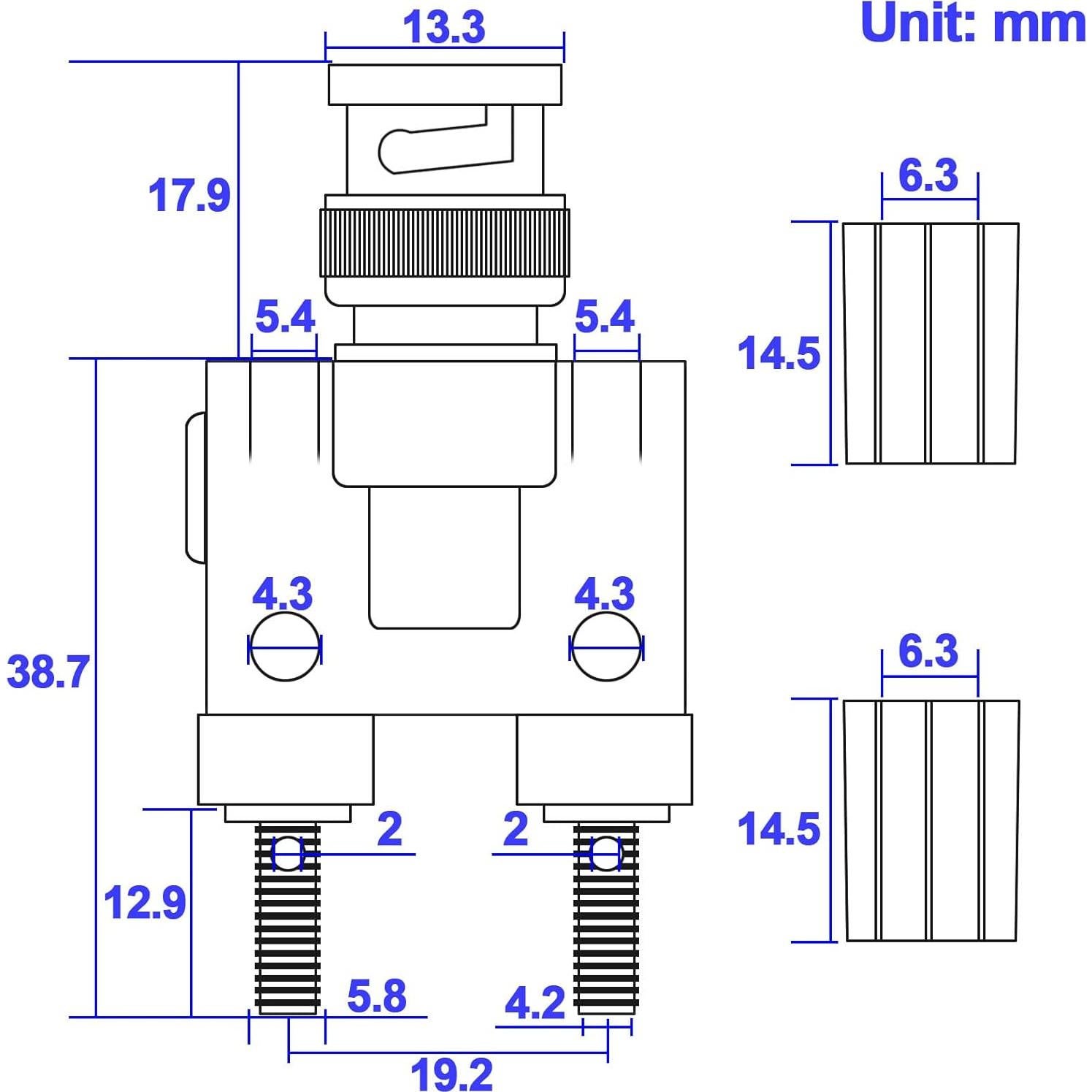 Adaptador BNC macho a 2 jack hembra banana 4mm Conectormore