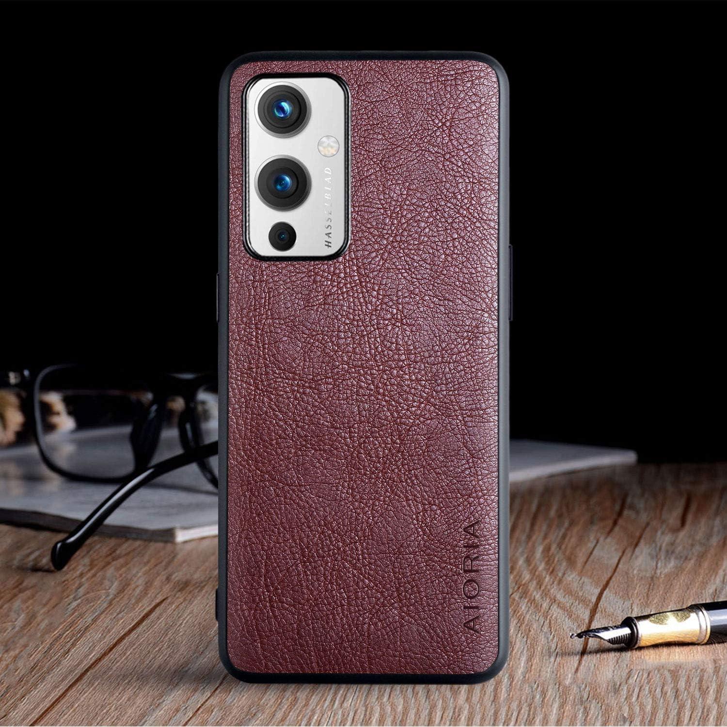 Funda de Cuero PU para Oneplus 9 AIORIA Café Ultra Delgado