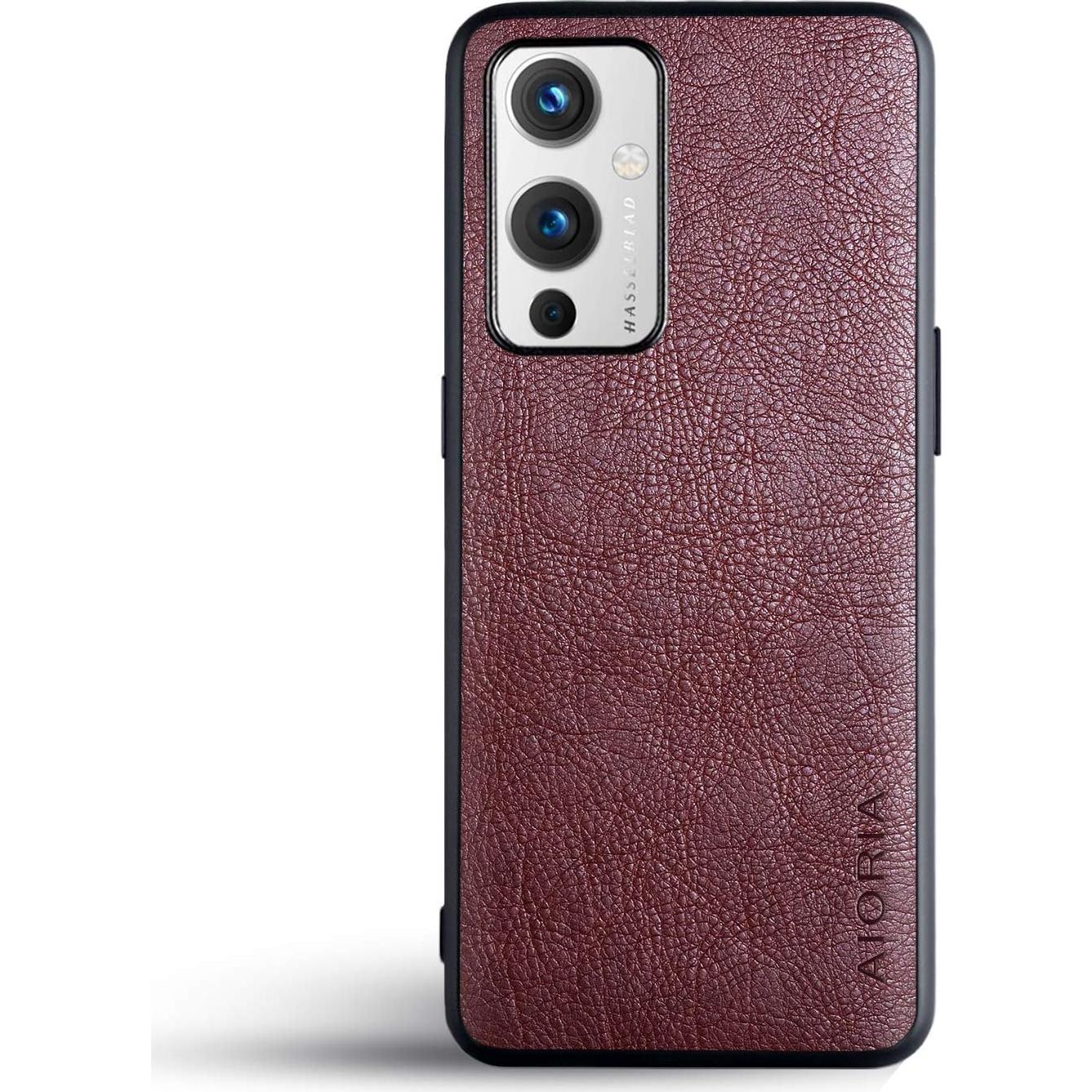 Funda de Cuero PU para Oneplus 9 AIORIA Café Ultra Delgado