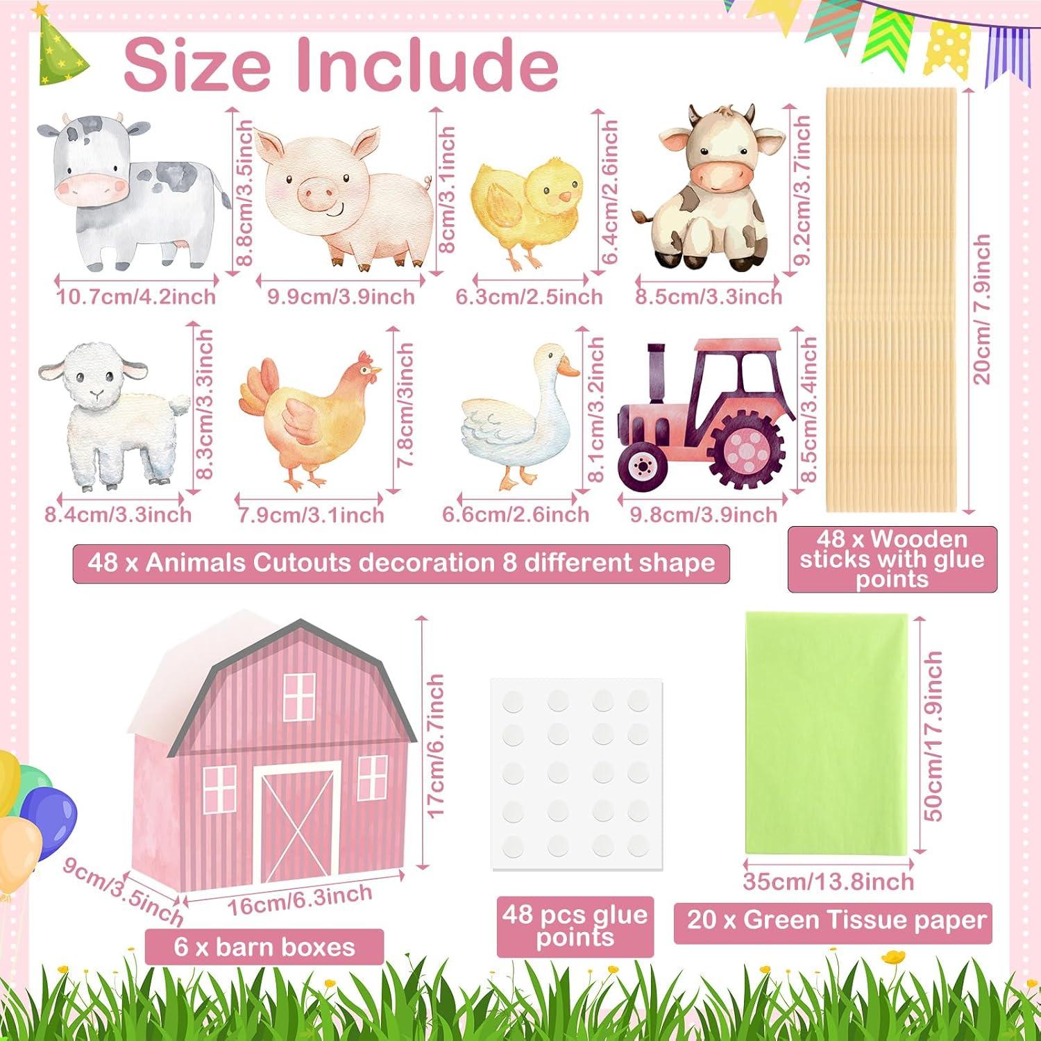 Centros de Mesa Animales de Granja 122 Pcs Seenelling