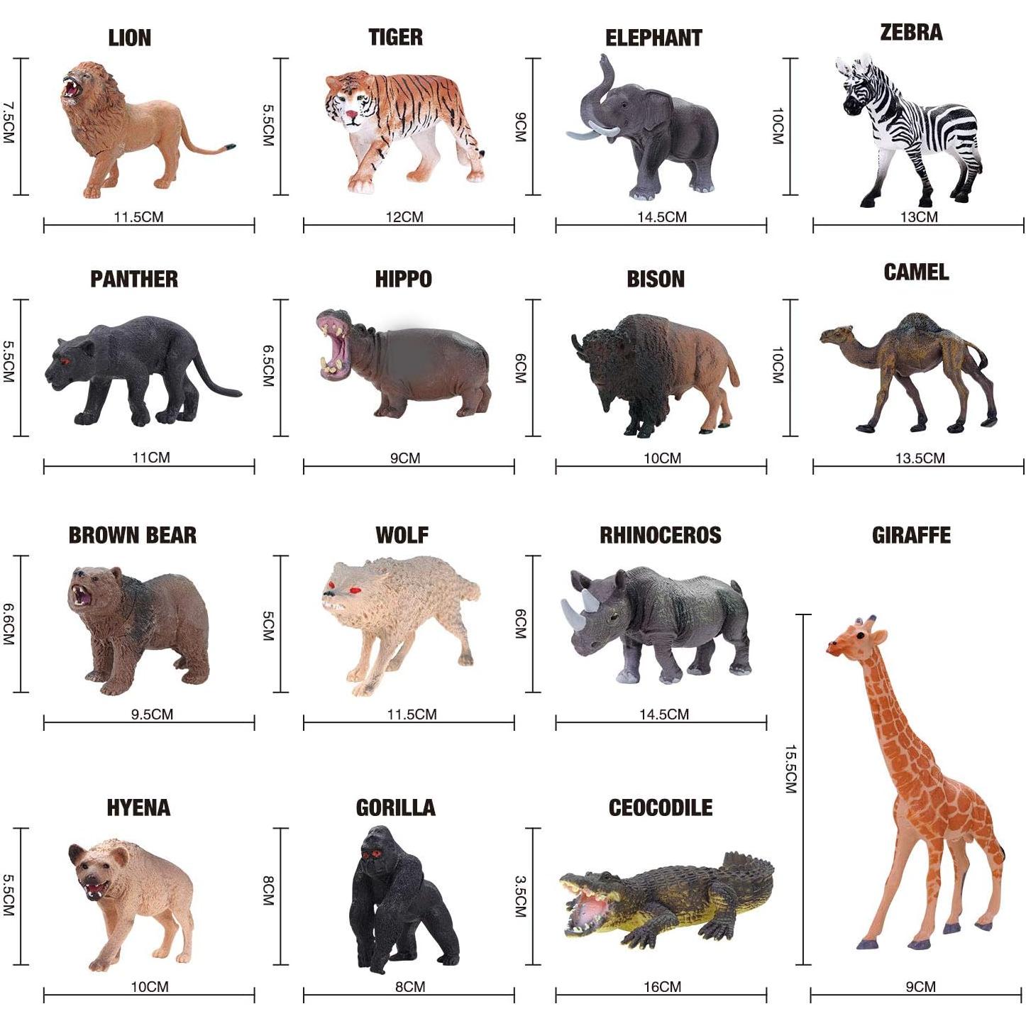 15 Animal Toys for Boys Realistic Safari Animals Farm Zoo Educational Toy Gift with Play Mat for 2 3 4 5 6 7 Year Old Girls Toddlers Kids