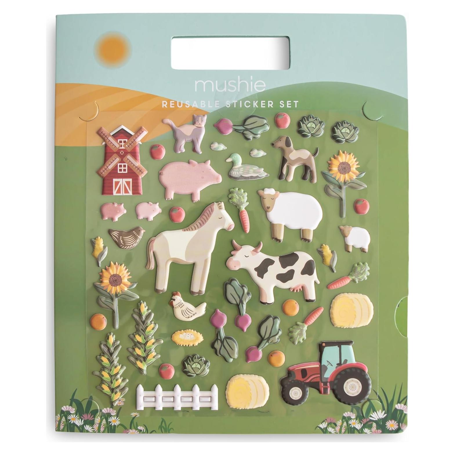 Set de Stickers Reutilizables Mushie Granja 50 Piezas