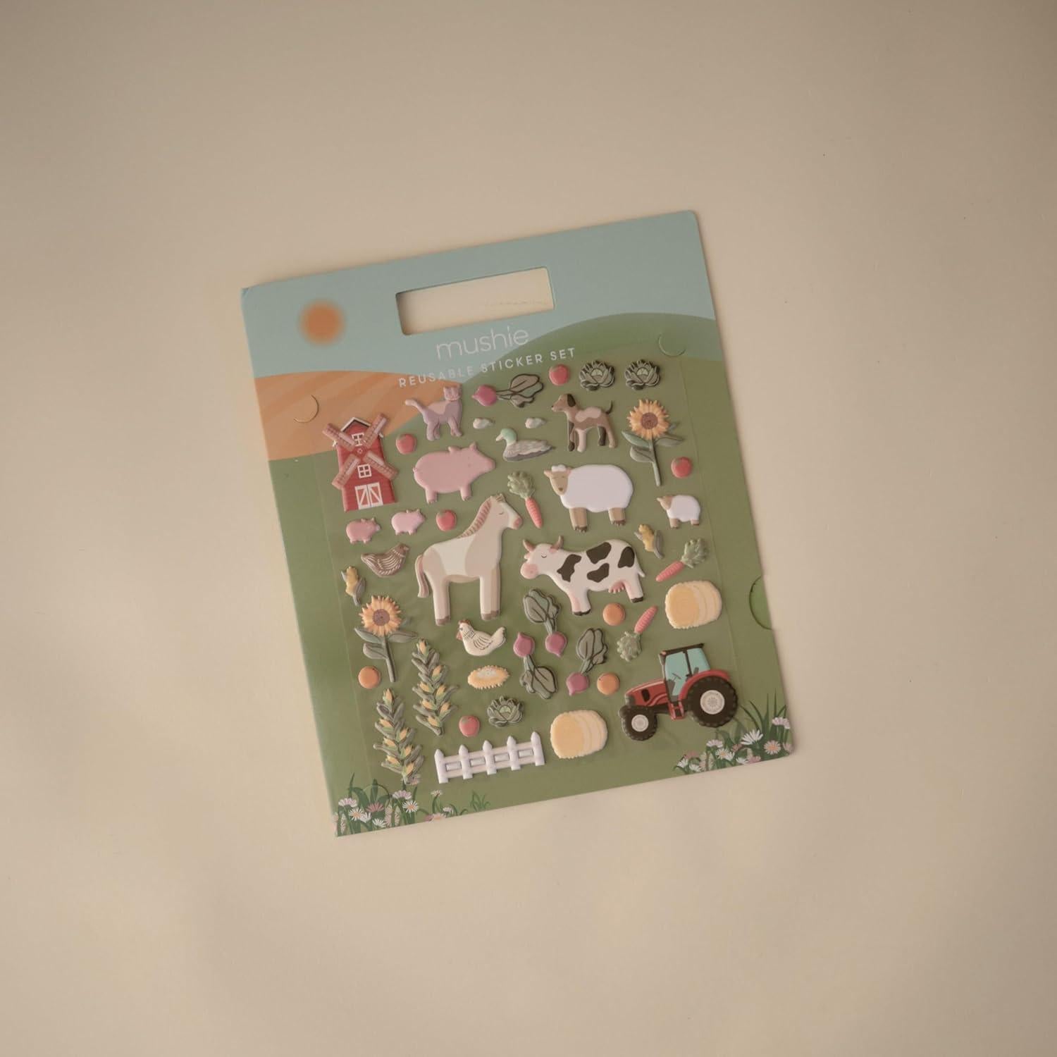 Set de Stickers Reutilizables Mushie Granja 50 Piezas