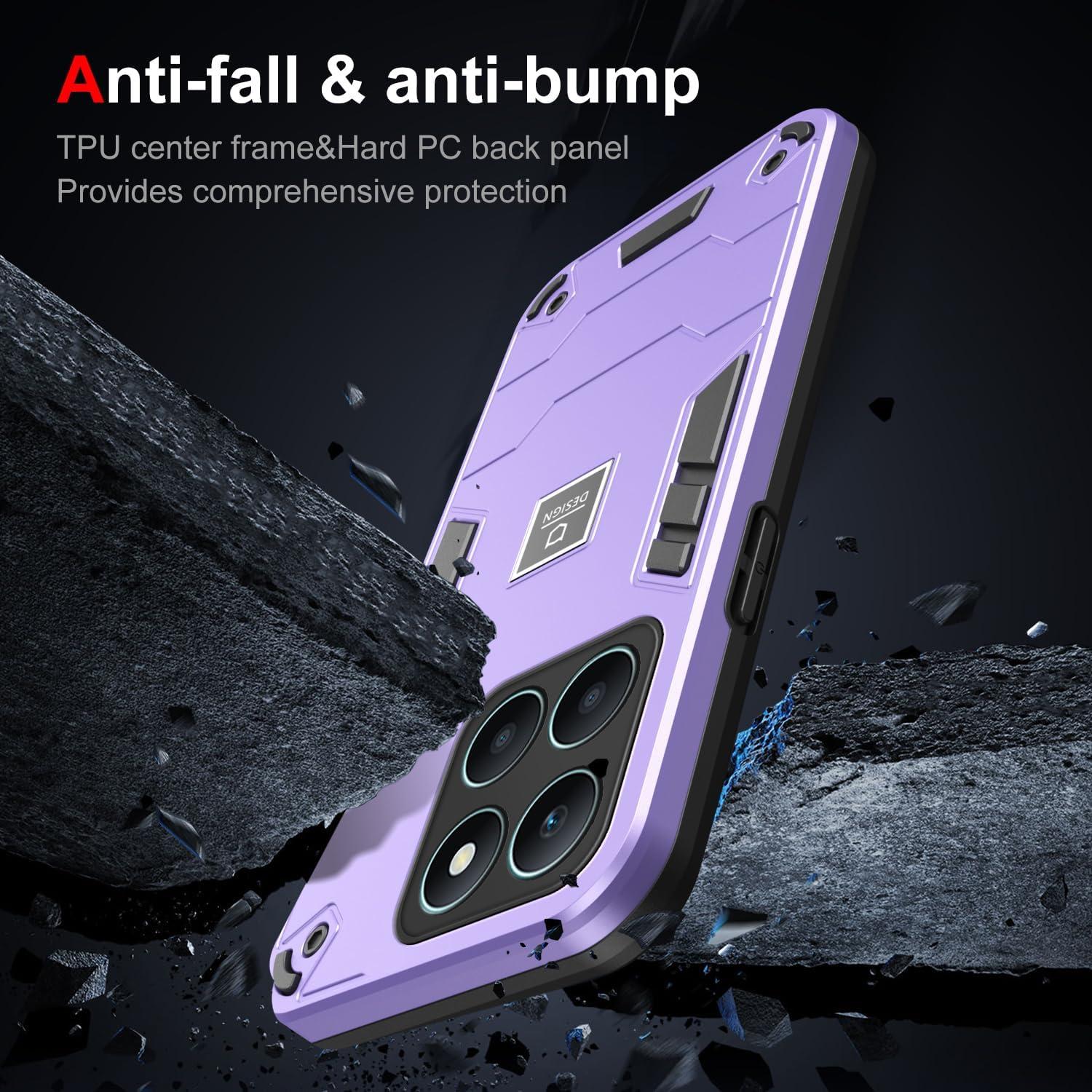 Funda protectora Kukoufey para Honor X6a 4G, TPU+PC morada