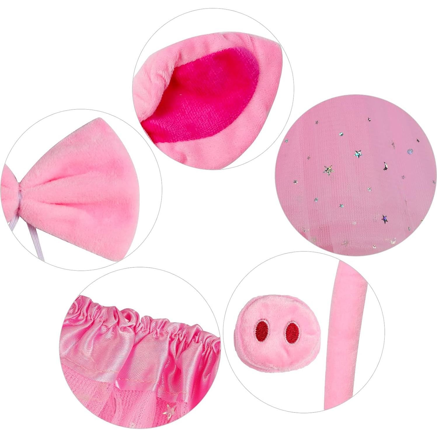 Disfraz de Cerdo Elegante Rosa con Diadema y Falda Tutú