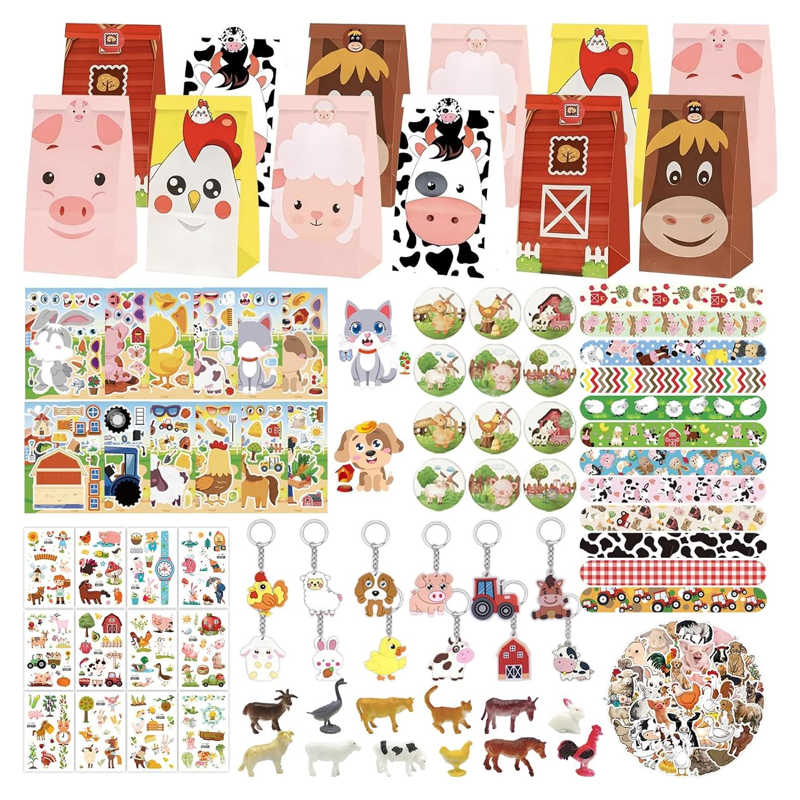 144 Piezas Suministros Fiesta Animales Granja Koeilay