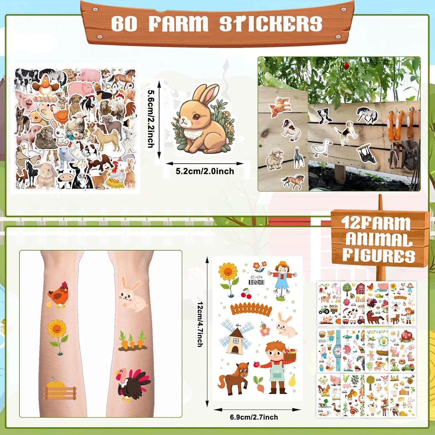 144 Piezas Suministros Fiesta Animales Granja Koeilay