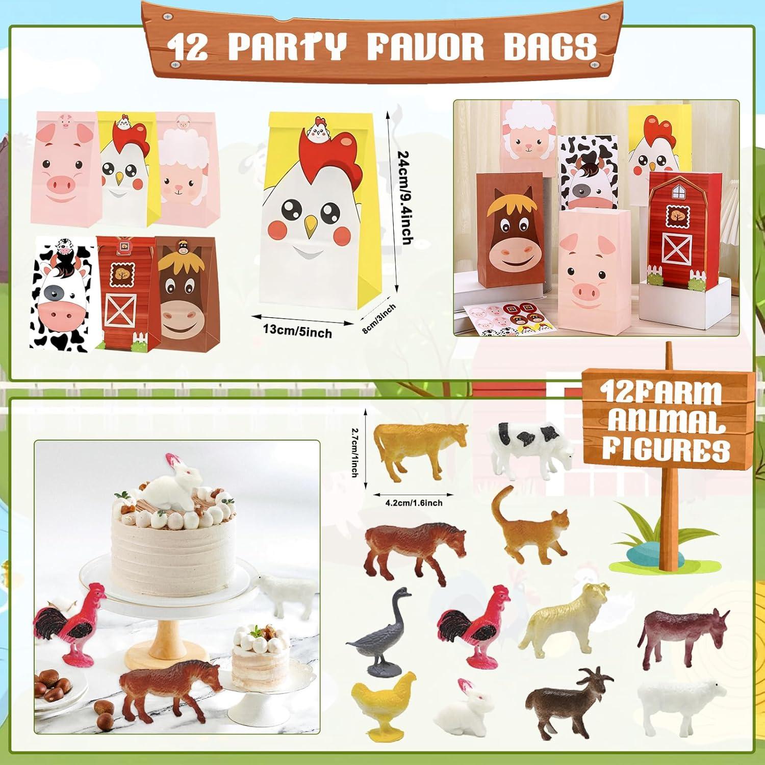 144 Piezas Suministros Fiesta Animales Granja Koeilay