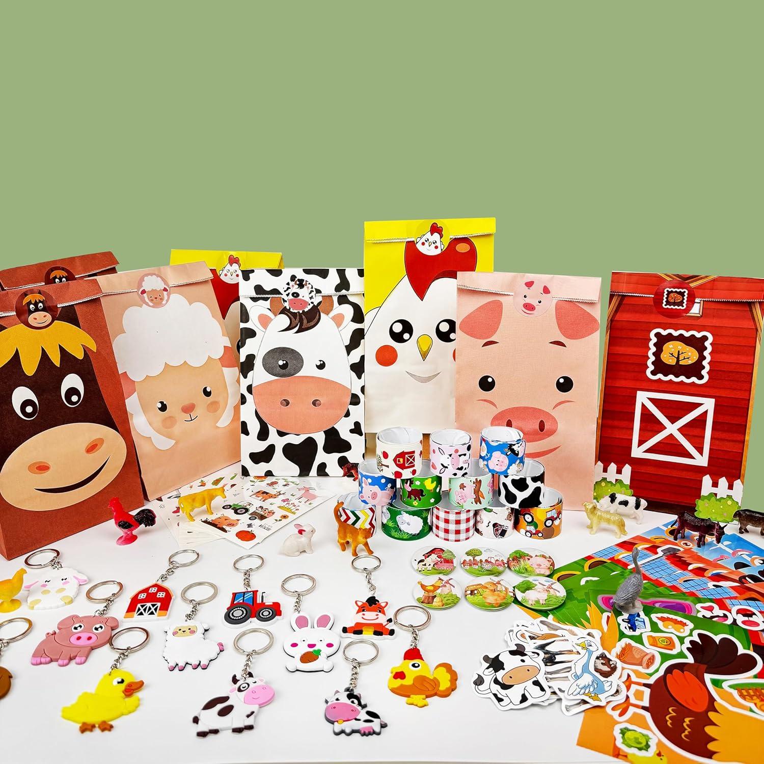 144 Piezas Suministros Fiesta Animales Granja Koeilay