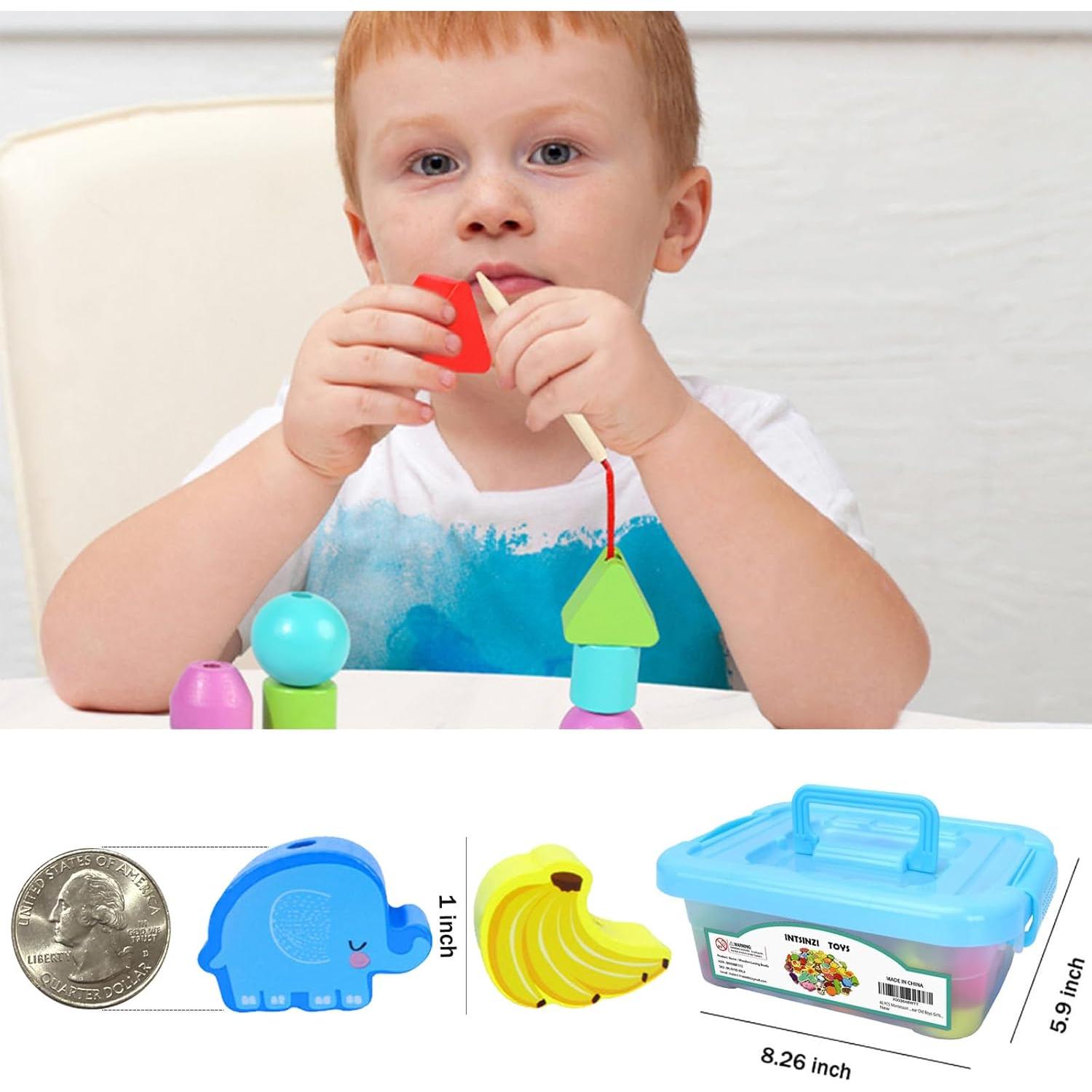 Juguetes de Cuentas de Enhebrar Intsinzi 46 Piezas Montessori