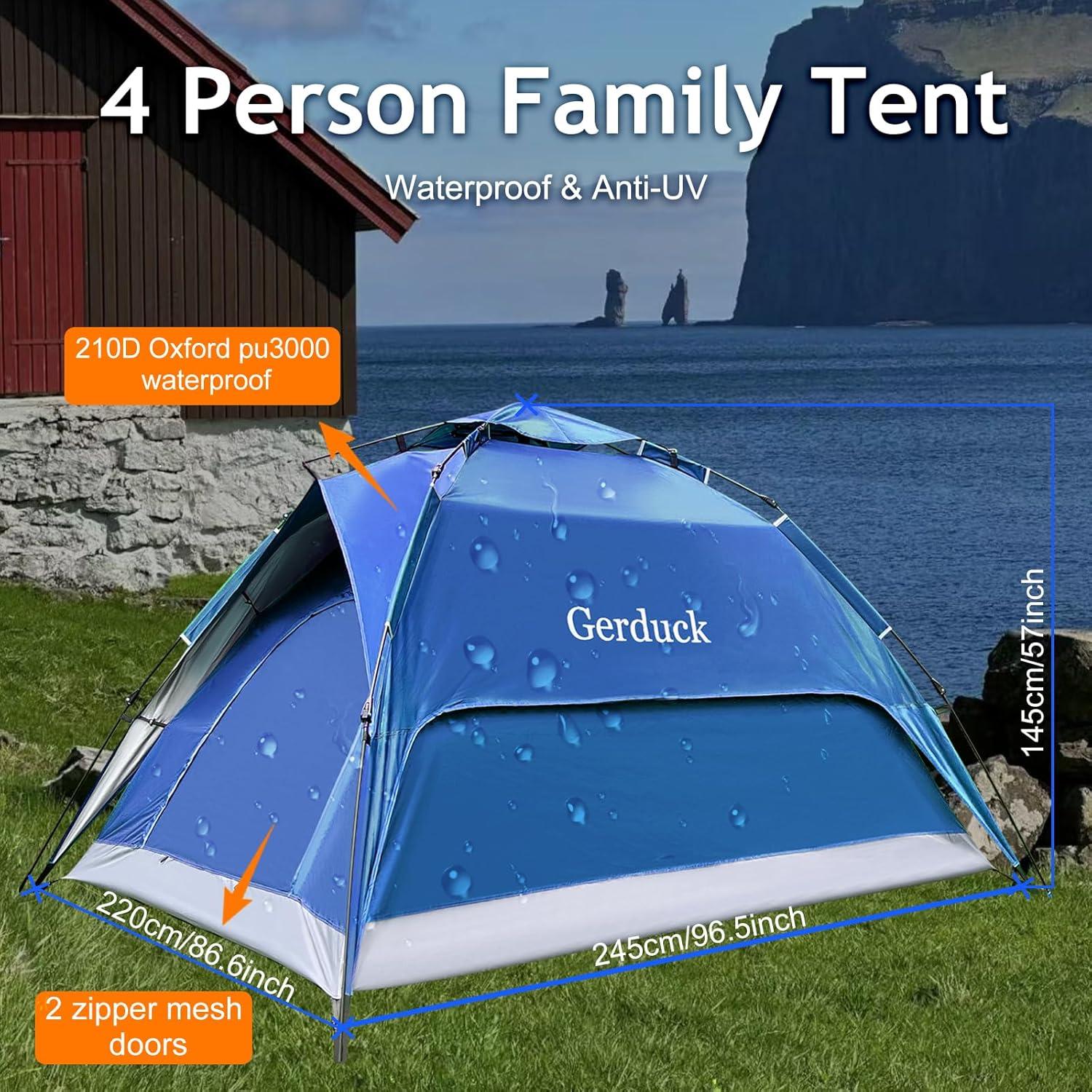 Carpa Instantánea Gerduck 3-en-1 para 4 Personas Azul