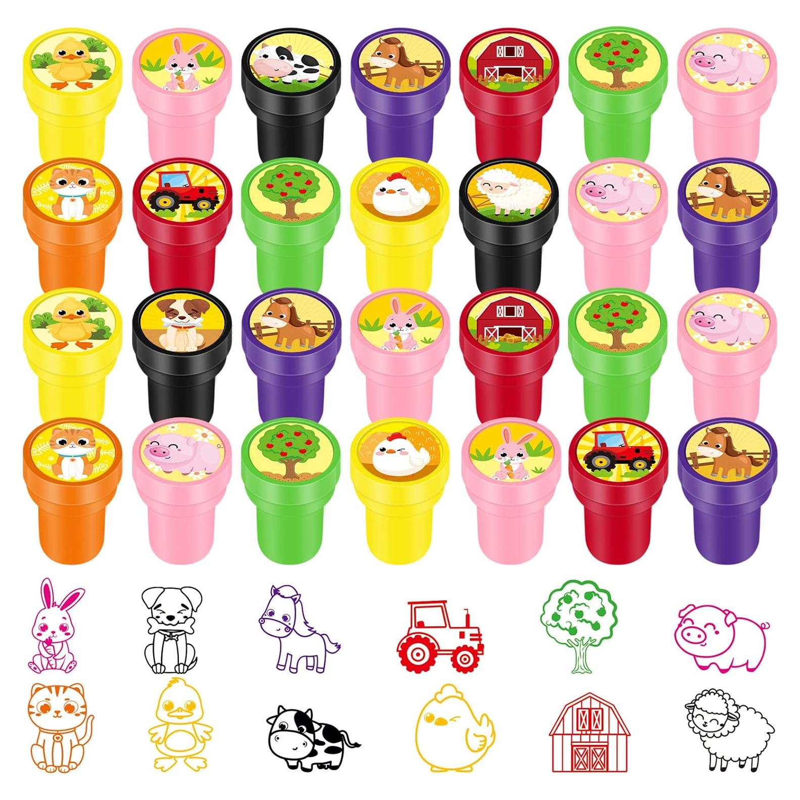 60 Sellos de Animales de Granja Gueevin para Niños