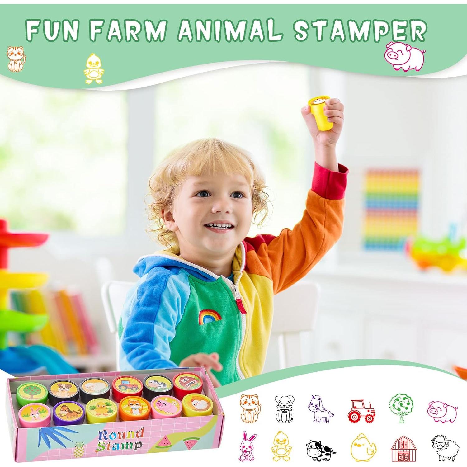 60 Sellos de Animales de Granja Gueevin para Niños