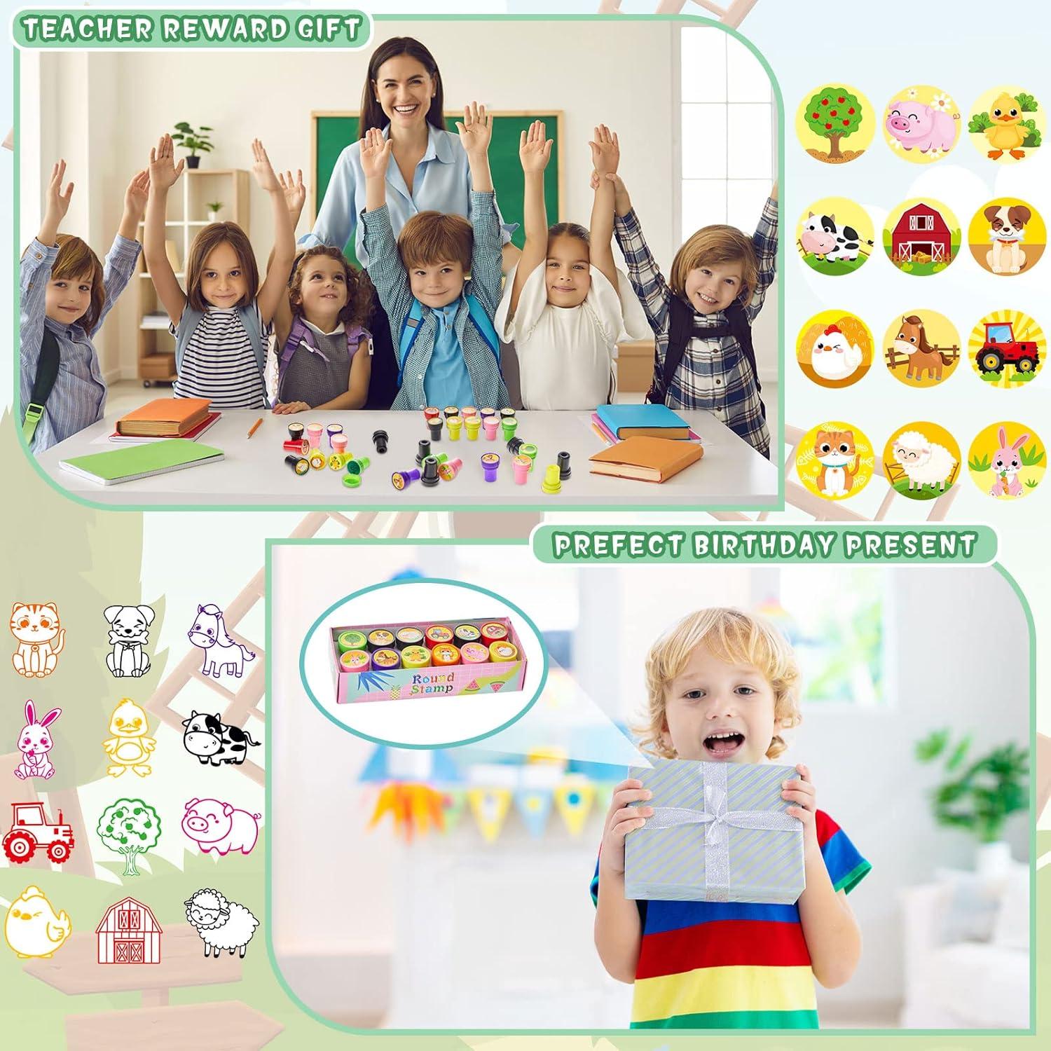 60 Sellos de Animales de Granja Gueevin para Niños