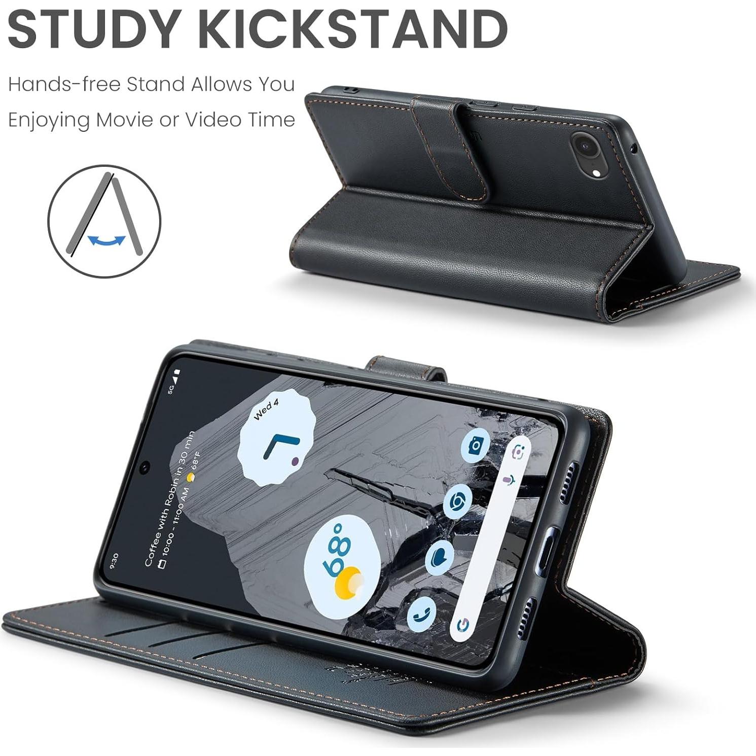 Funda billetera FLIPALM para iPhone 16e, cuero PU, RFID, negro