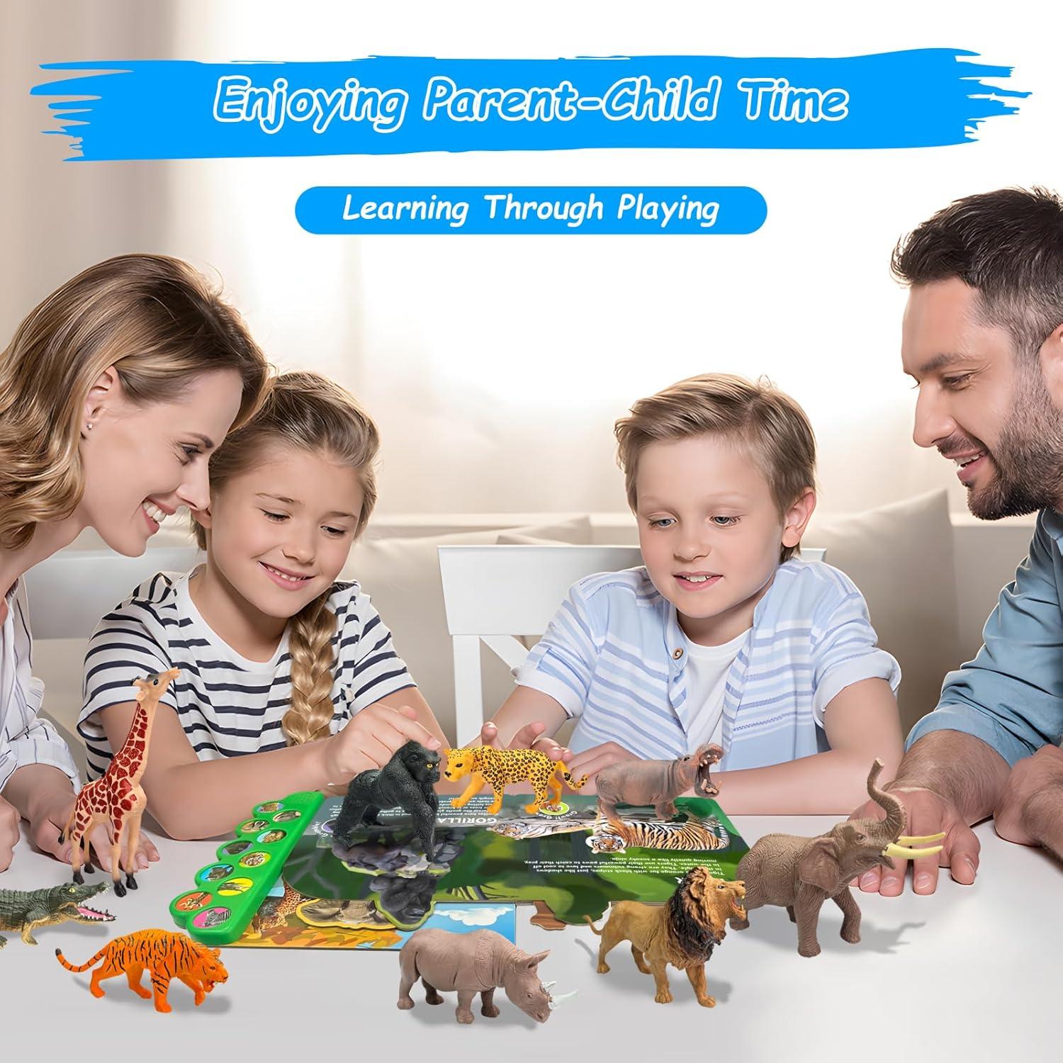 Figuras de Animales de Safari con Libro Sonoro 10PCS