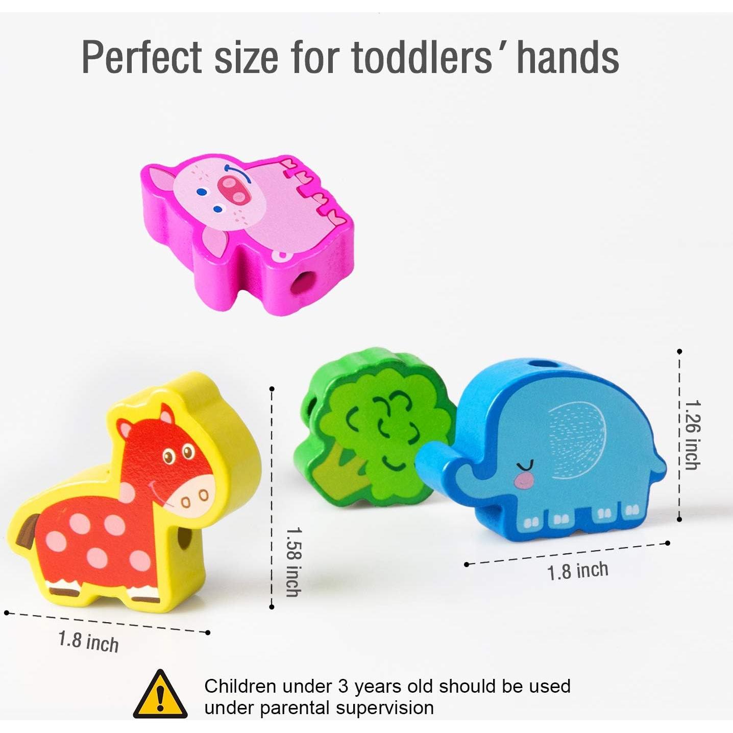 Juguete Montessori de Enhebrado de Madera YiTTOO 42 Piezas