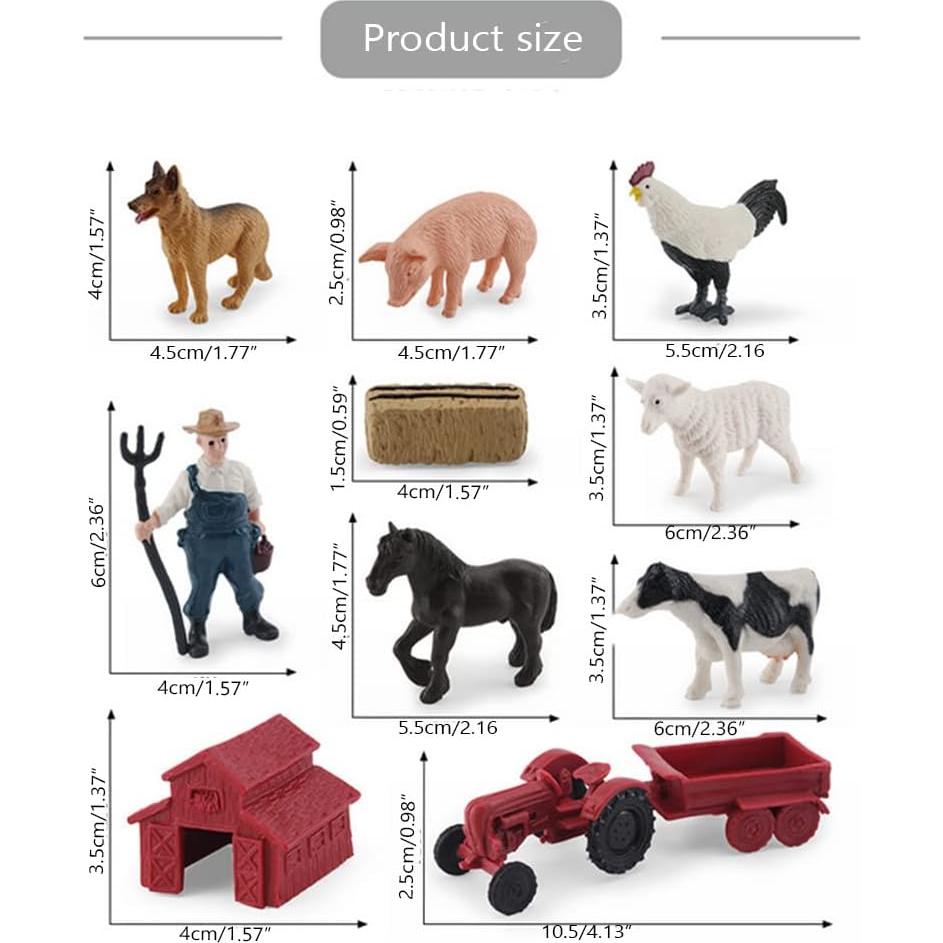 Figuritas de Animales de Granja OUKEYI 10 Piezas Realistas