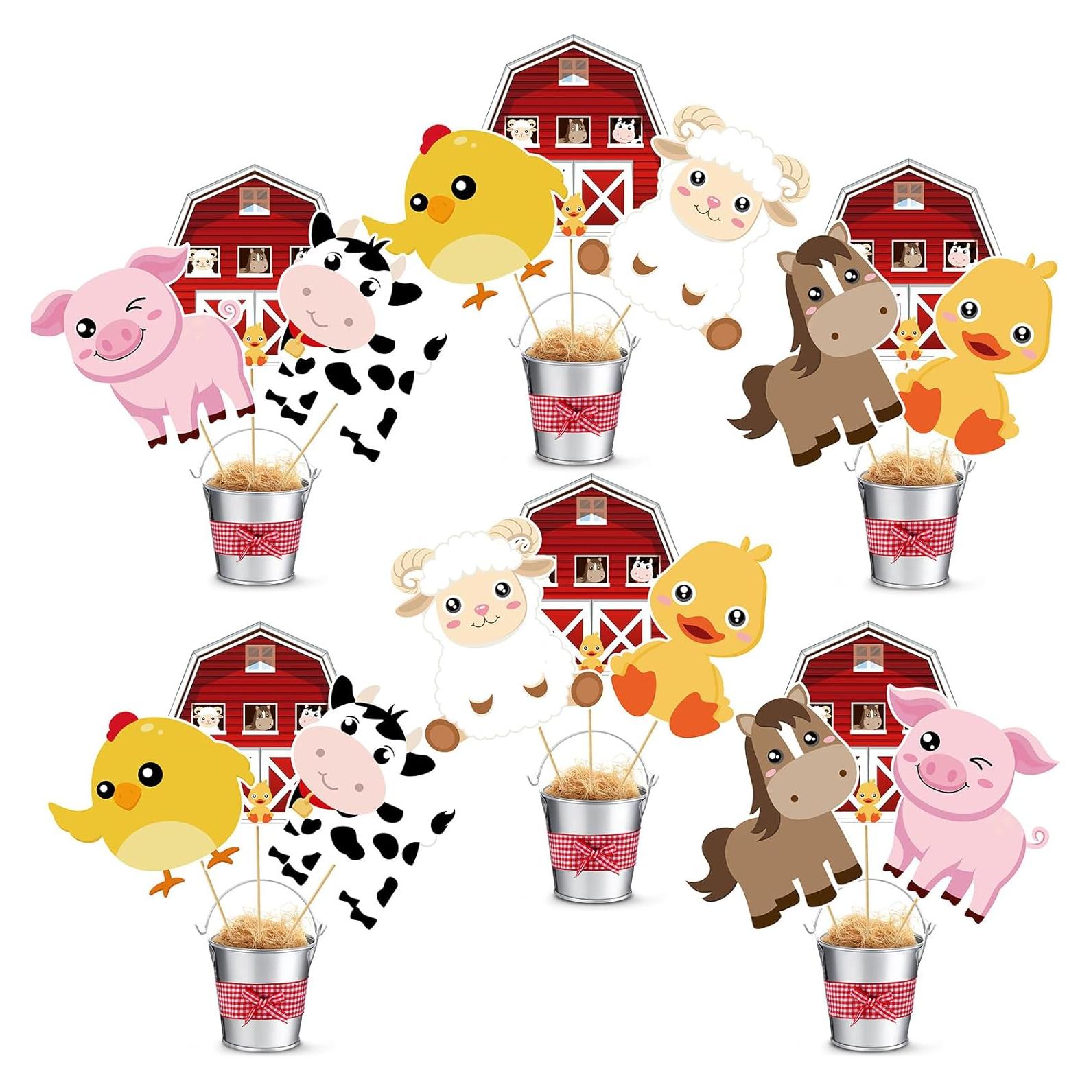 Set 6 Decoraciones Fiesta Animales Granja Weekgrat