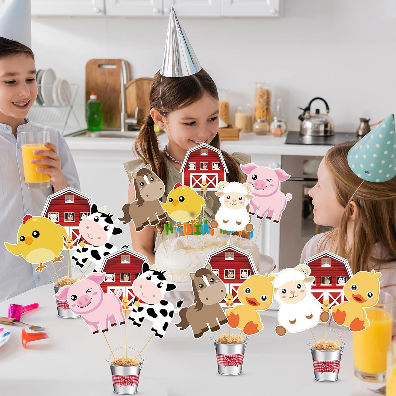 Set 6 Decoraciones Fiesta Animales Granja Weekgrat