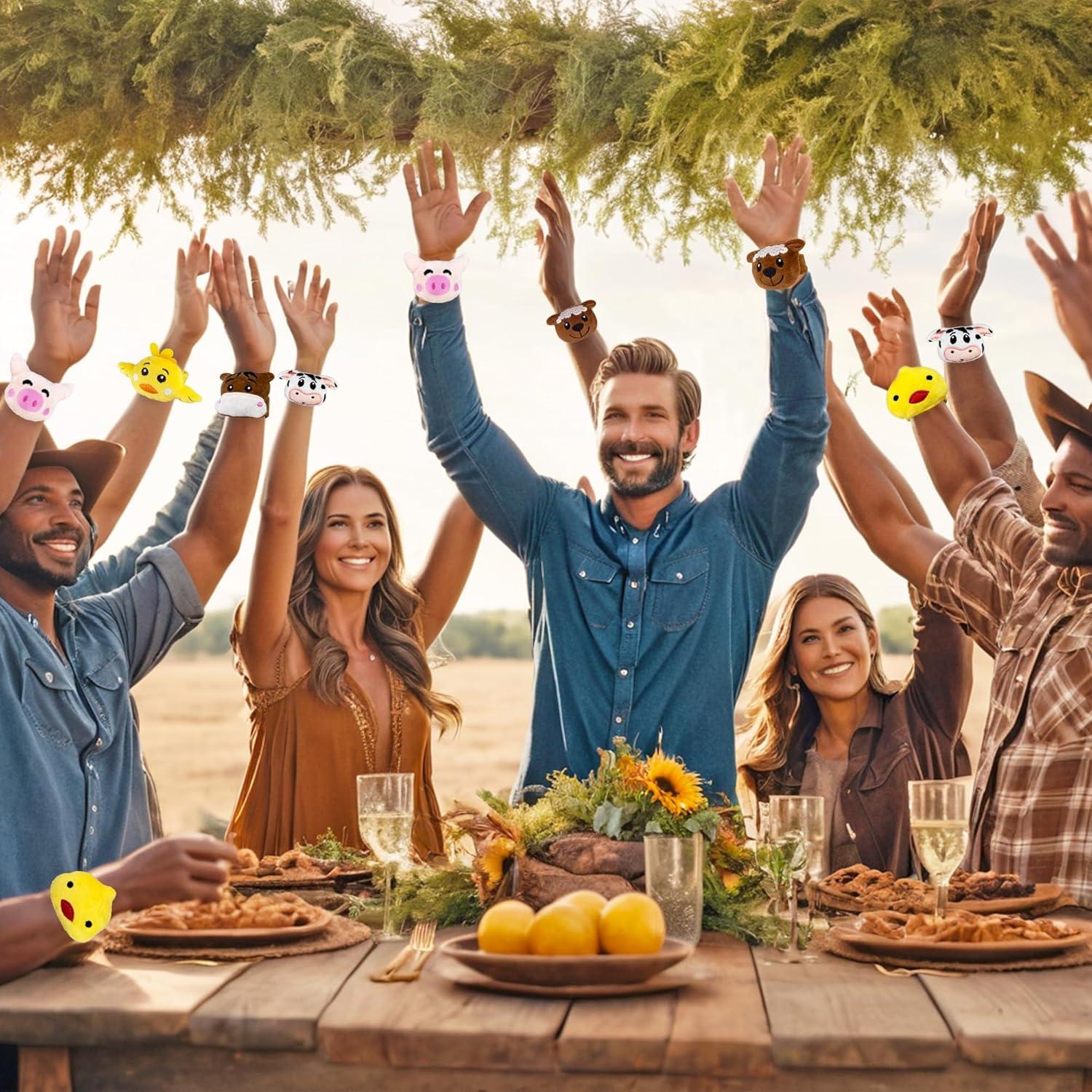 12 Pulseras de Golpe de Animales de Granja XIPEGPA 20 cm